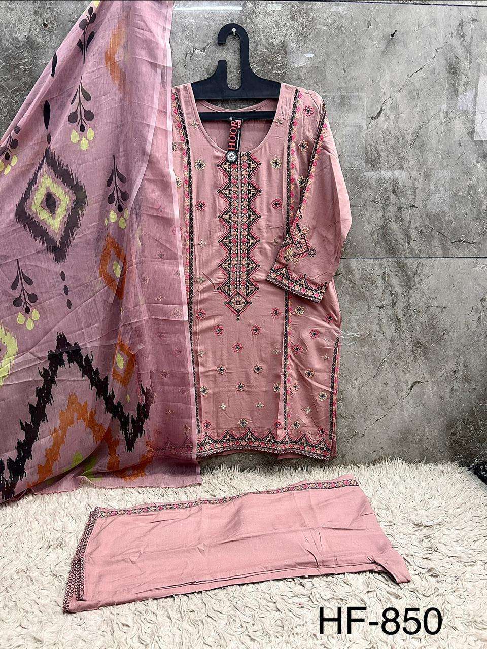 HOOR TEX HF 850 RAYON DESIGNER WORK READY MADE PAKISTANI STYLE SUIT
