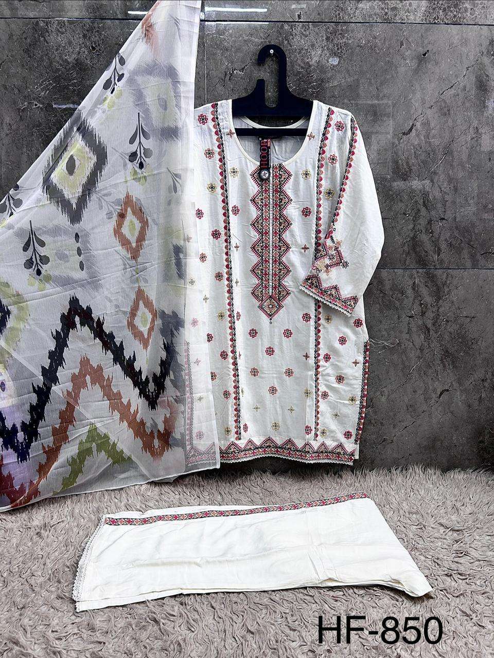 HOOR TEX HF 850 RAYON DESIGNER WORK READY MADE PAKISTANI STYLE SUIT