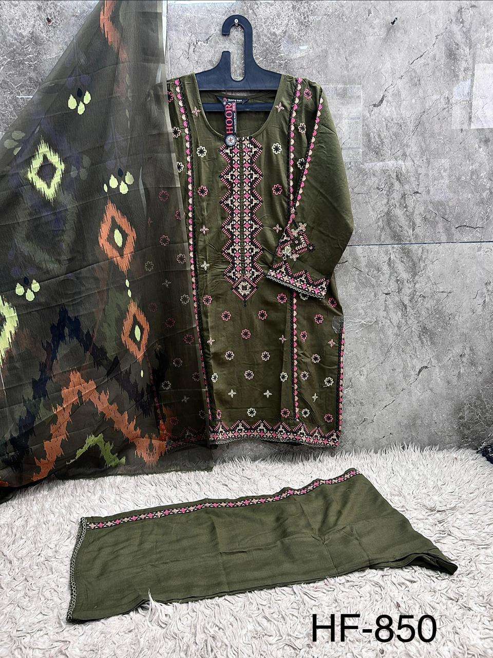 HOOR TEX HF 850 RAYON DESIGNER WORK READY MADE PAKISTANI STYLE SUIT