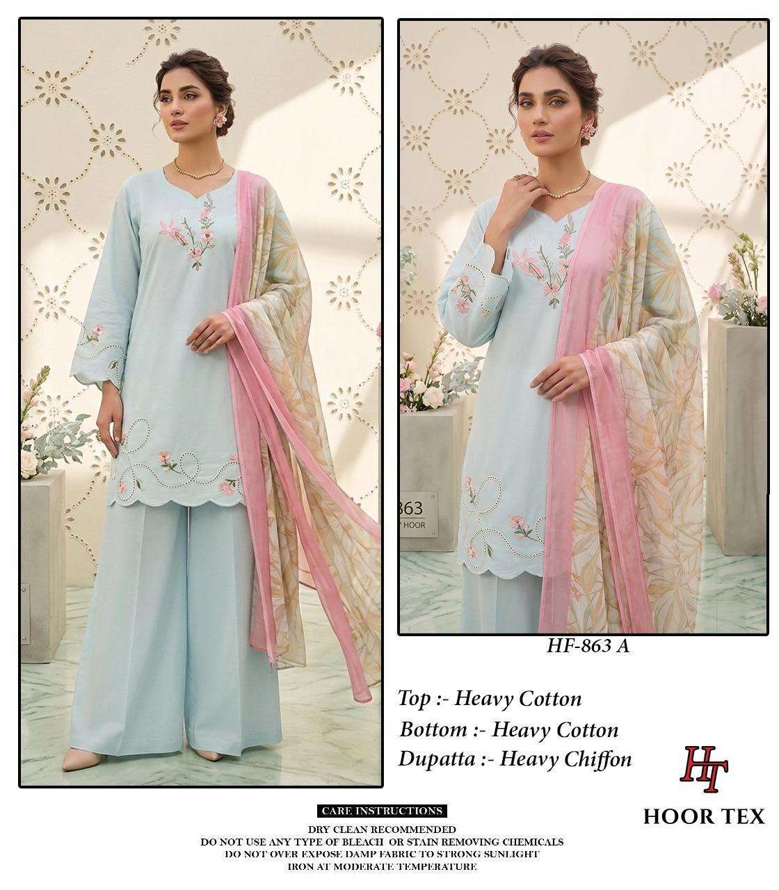 HOOR TEX HF 863 COTTON BEAUTIFUL DESIGNER WORK READY MADE PAKISTANI SUIT