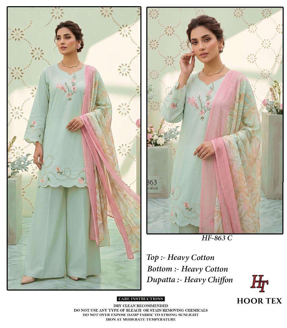 HOOR TEX HF 863 COTTON BEAUTIFUL DESIGNER WORK READY MADE PAKISTANI SUIT