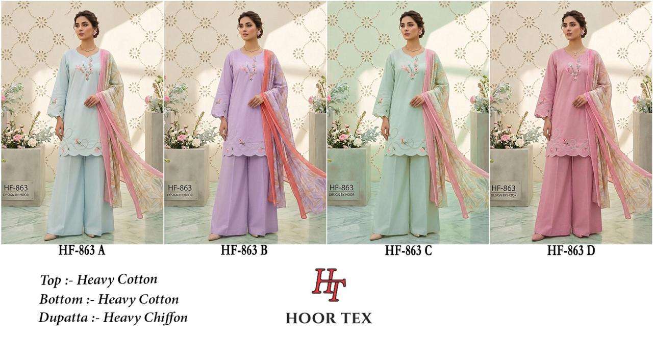 HOOR TEX HF 863 COTTON BEAUTIFUL DESIGNER WORK READY MADE PAKISTANI SUIT
