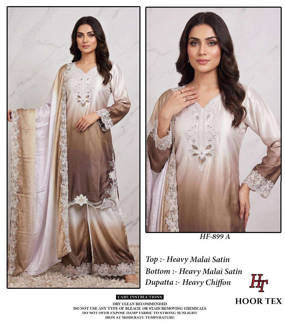 HOOR TEX HF 899 SHADED SATIN DESIGNER WORK READY MADE PAKISTANI SUIT