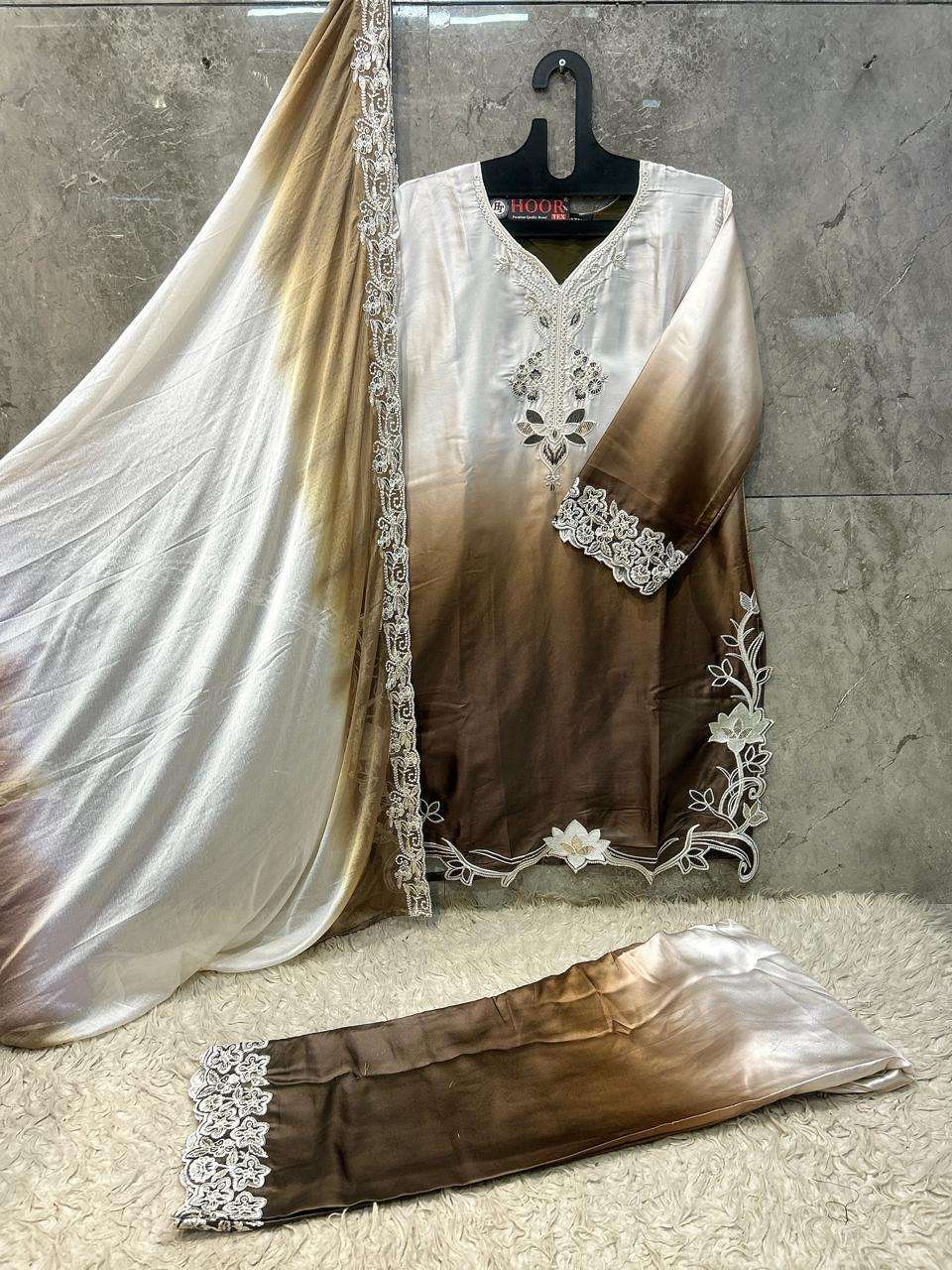 HOOR TEX HF 899 SHADED SATIN DESIGNER WORK READY MADE PAKISTANI SUIT
