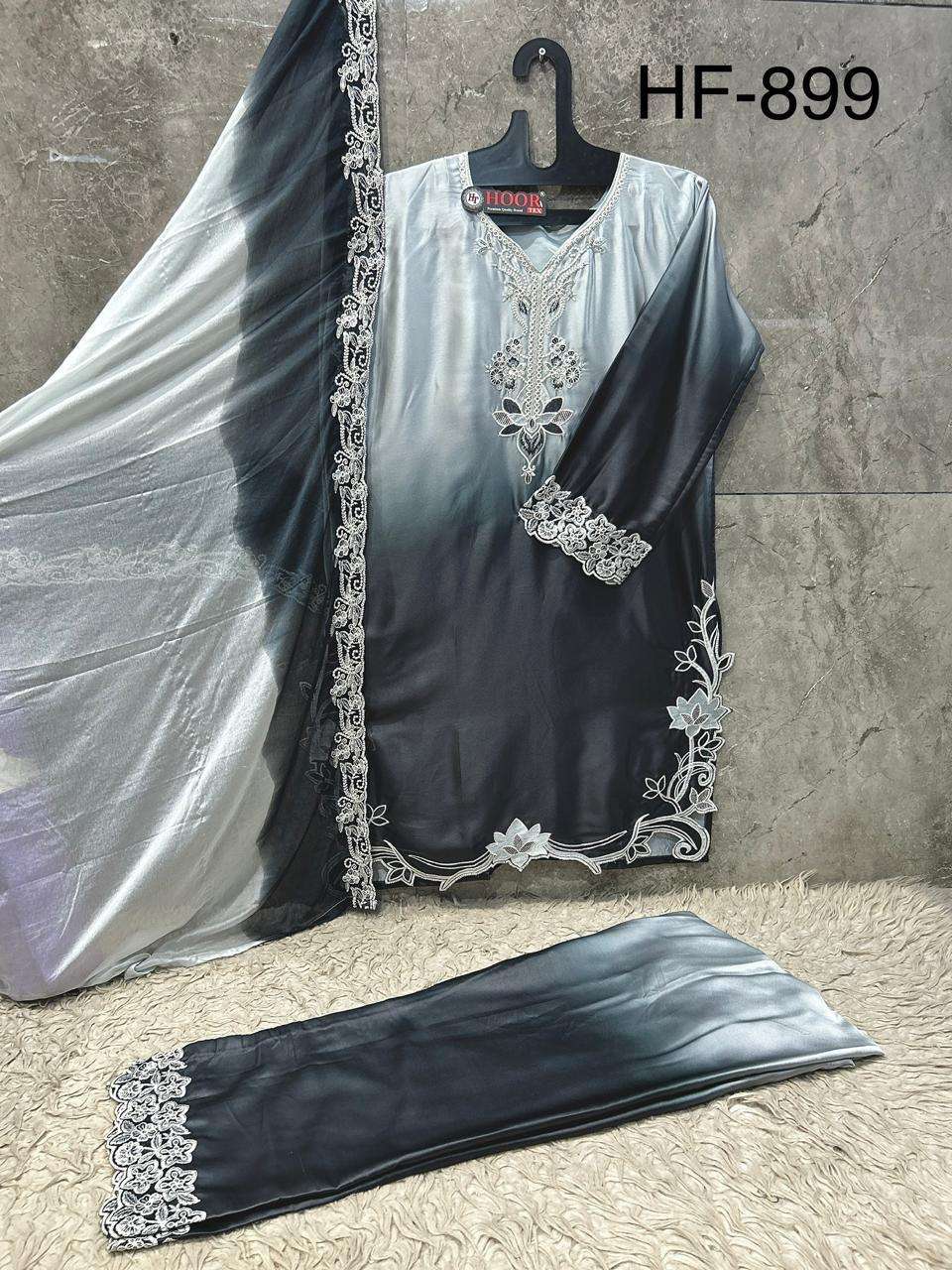 HOOR TEX HF 899 SHADED SATIN DESIGNER WORK READY MADE PAKISTANI SUIT