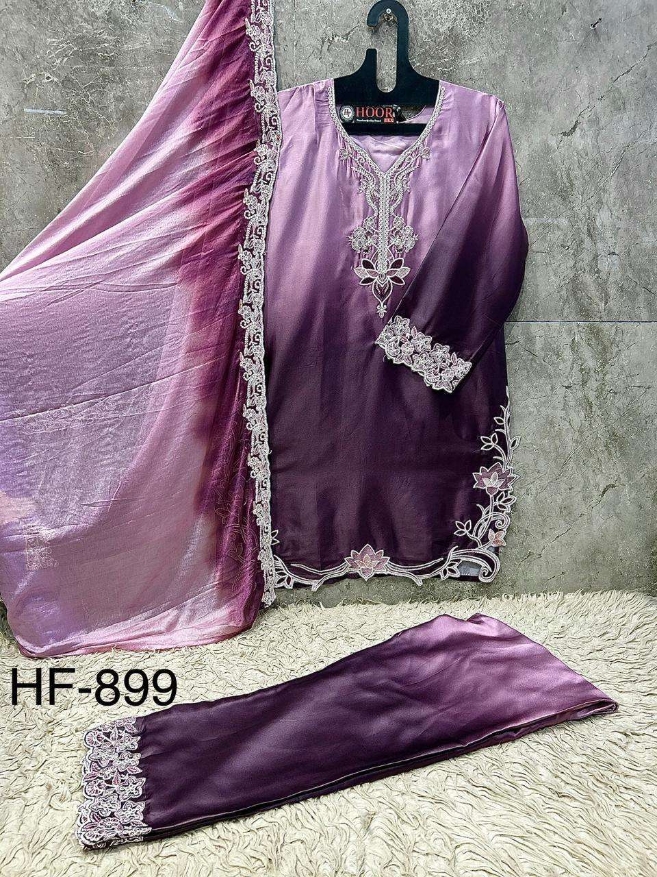 HOOR TEX HF 899 SHADED SATIN DESIGNER WORK READY MADE PAKISTANI SUIT