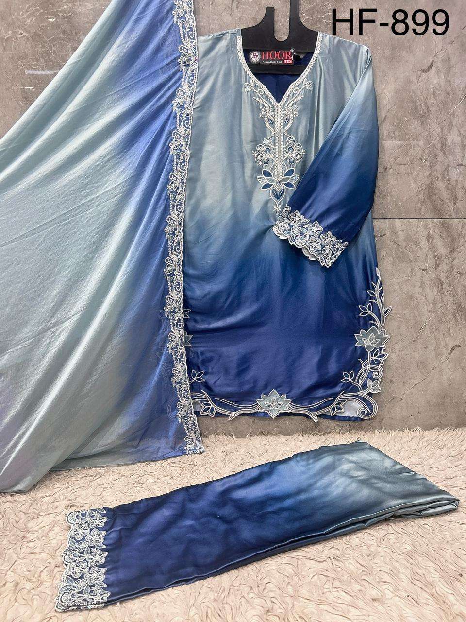 HOOR TEX HF 899 SHADED SATIN DESIGNER WORK READY MADE PAKISTANI SUIT