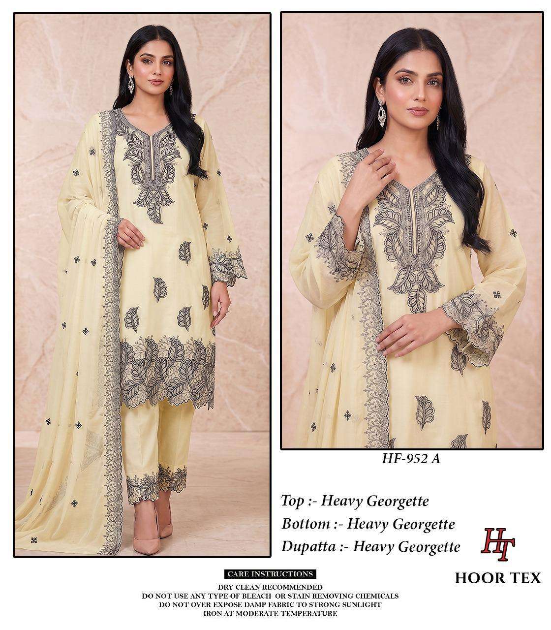 HOOR TEX HF 952 GEORGETTE BEAUTIFUL EMBROIDERY DESIGNER WORK READY MADE SUIT