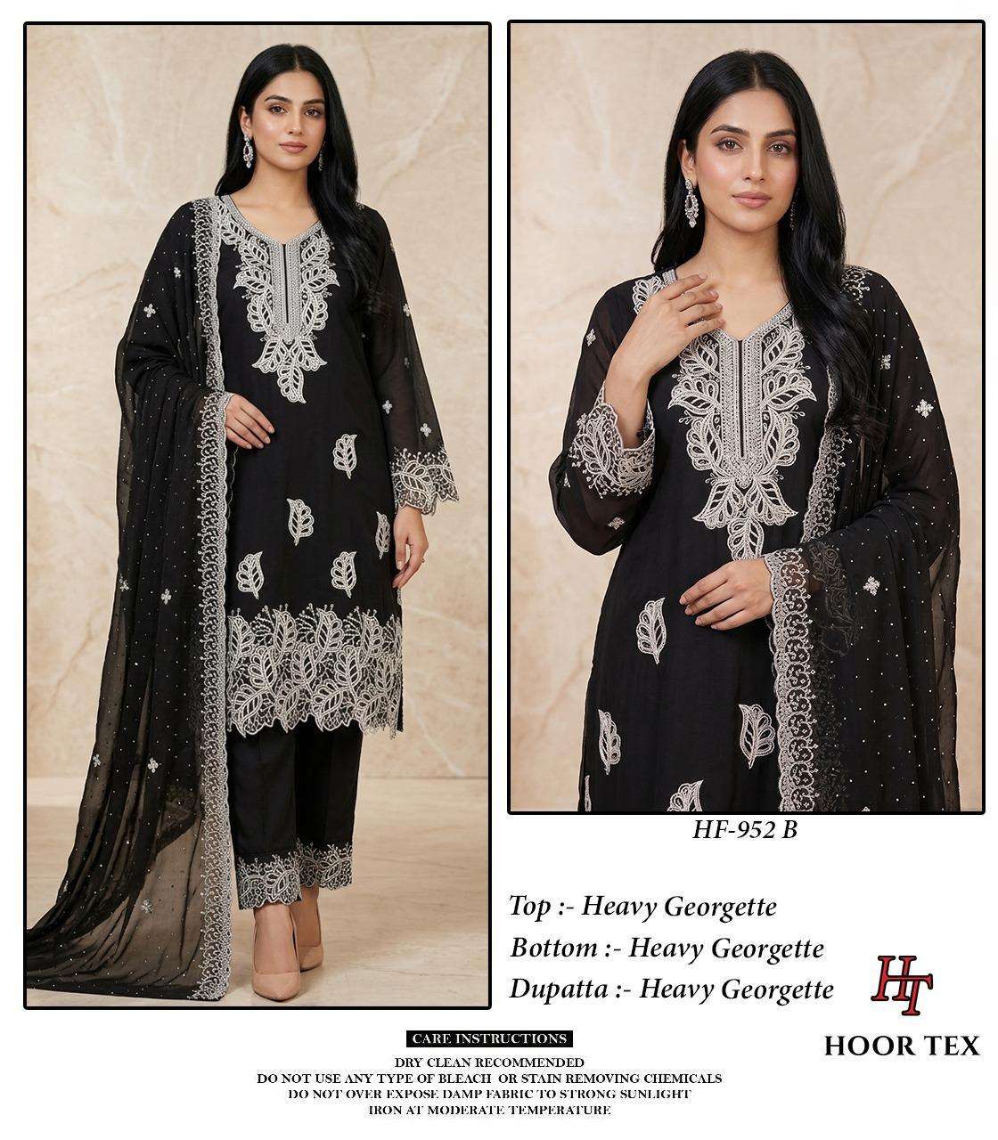 HOOR TEX HF 952 GEORGETTE BEAUTIFUL EMBROIDERY DESIGNER WORK READY MADE SUIT