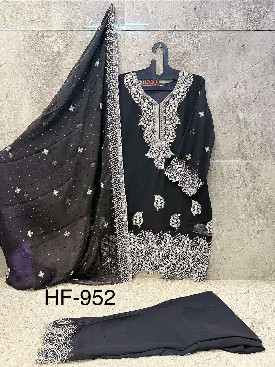 HOOR TEX HF 952 GEORGETTE BEAUTIFUL EMBROIDERY DESIGNER WORK READY MADE SUIT