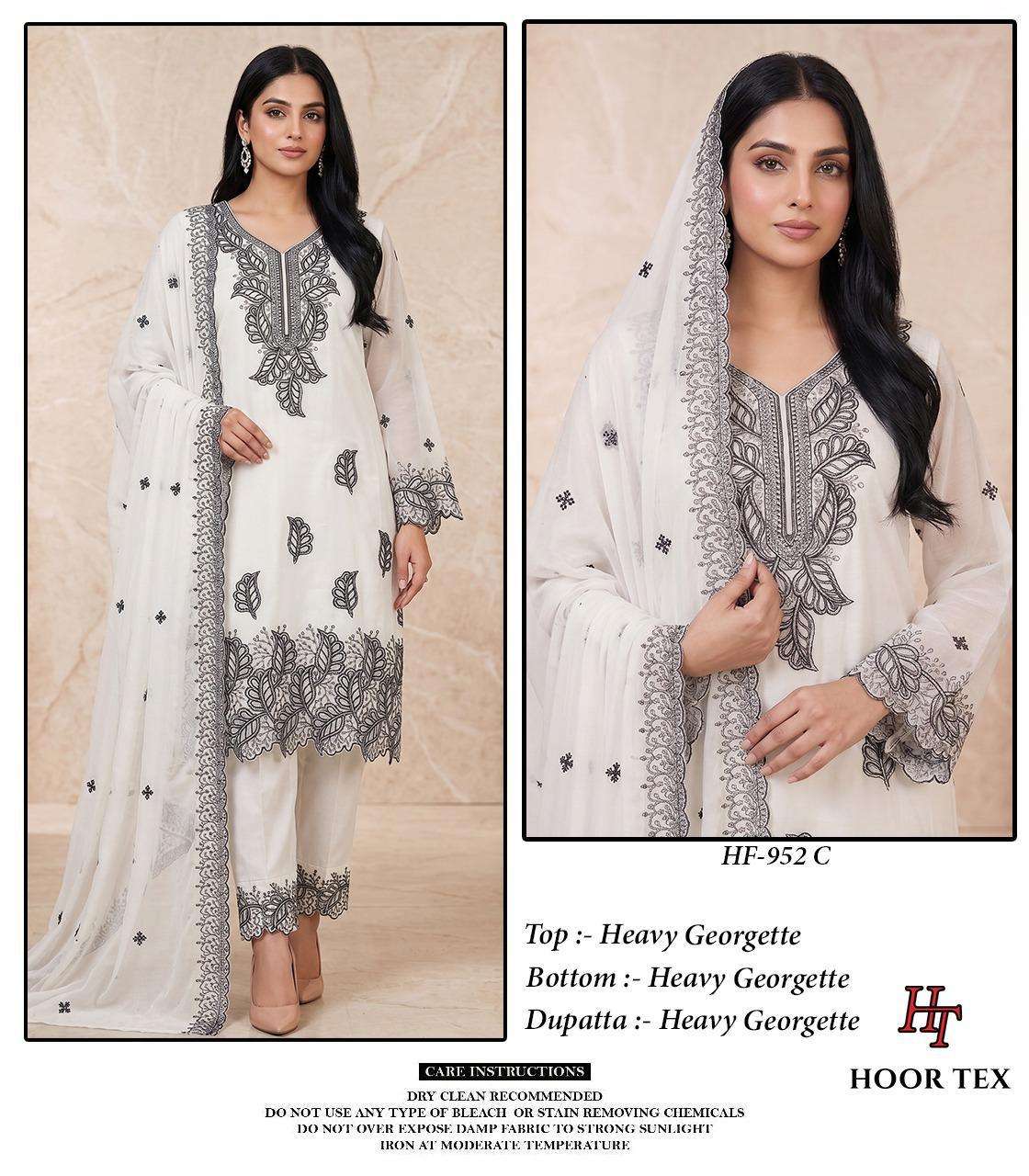 HOOR TEX HF 952 GEORGETTE BEAUTIFUL EMBROIDERY DESIGNER WORK READY MADE SUIT