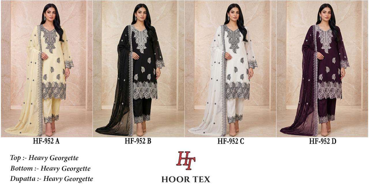 HOOR TEX HF 952 GEORGETTE BEAUTIFUL EMBROIDERY DESIGNER WORK READY MADE SUIT