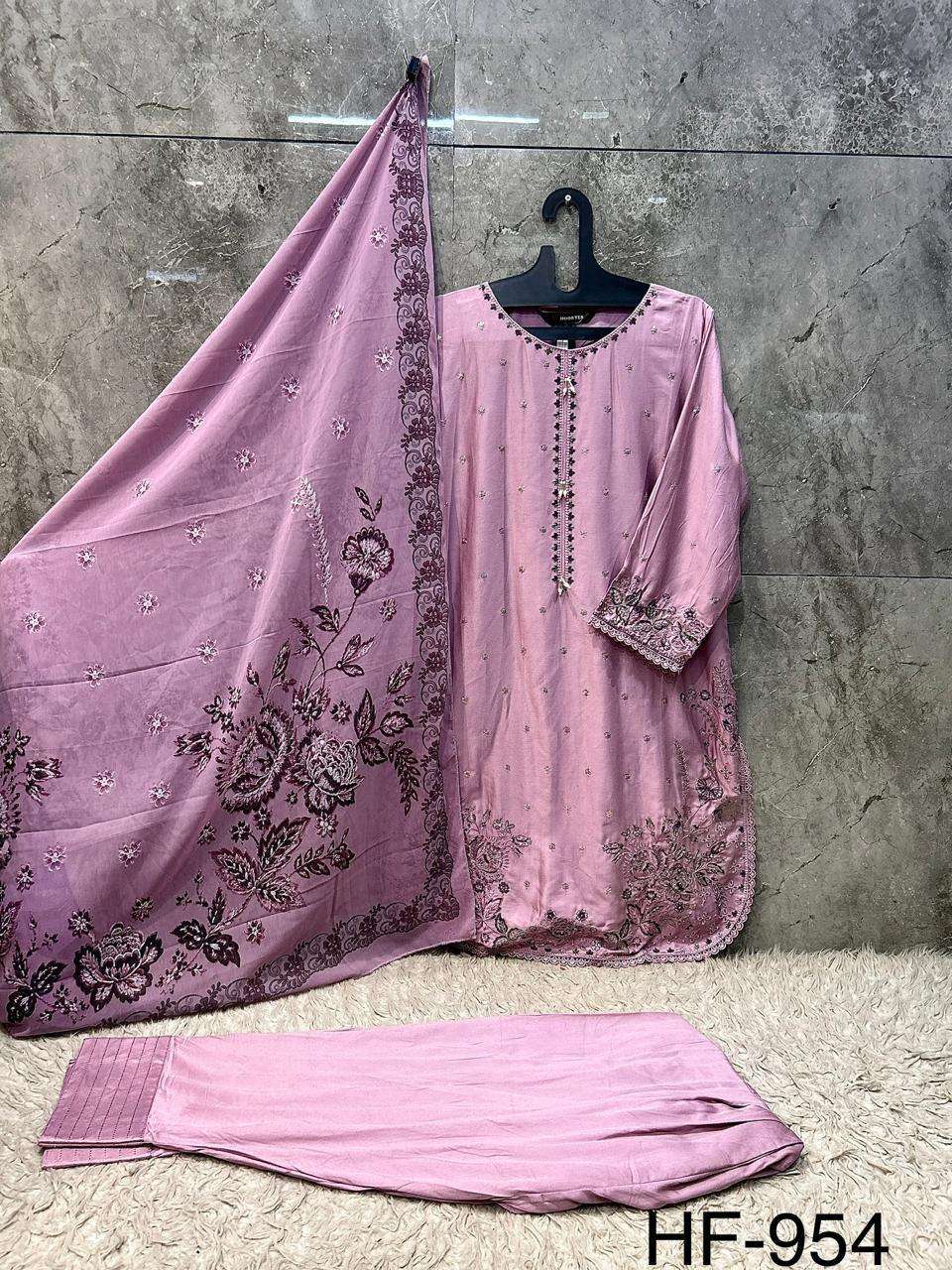 HOOR TEX HF 954 RAYON FANCY WORKS READY MADE PAKISTANI SUIT