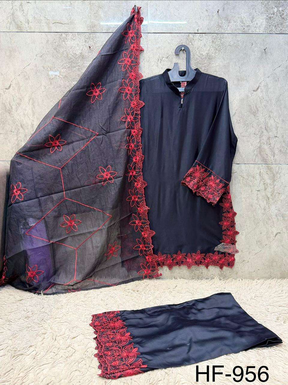 HOOR TEX HF 956 SATIN FANCY DESIGNER WORK READY MADE PAKISTANI SUIT