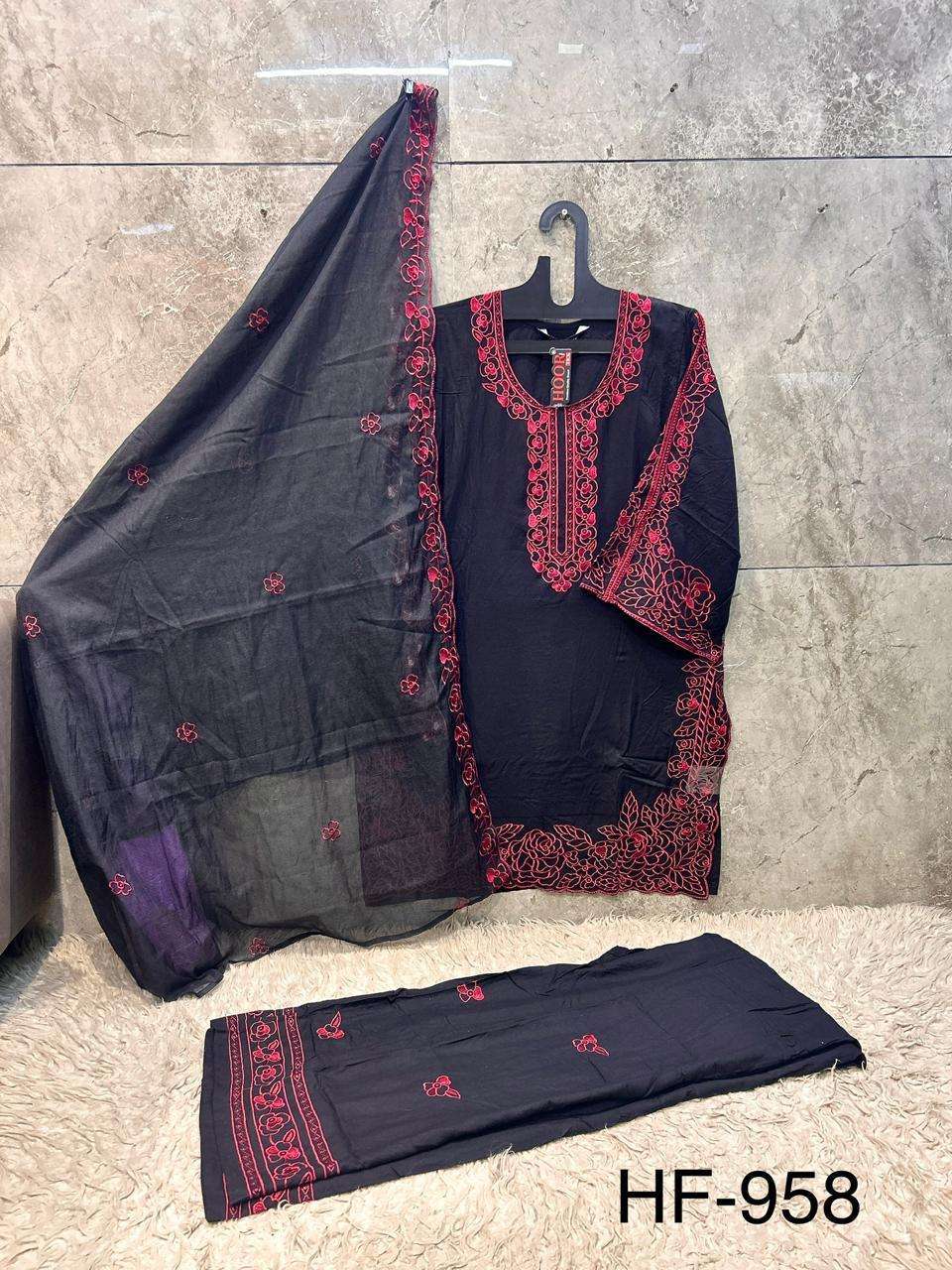 HOOR TEX HF 958 RAYON EMBROIDERY DESIGNER WORK READY MADE PAKISTANI SUIT