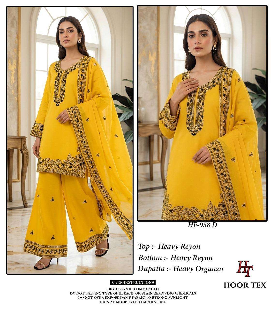 HOOR TEX HF 958 RAYON EMBROIDERY DESIGNER WORK READY MADE PAKISTANI SUIT
