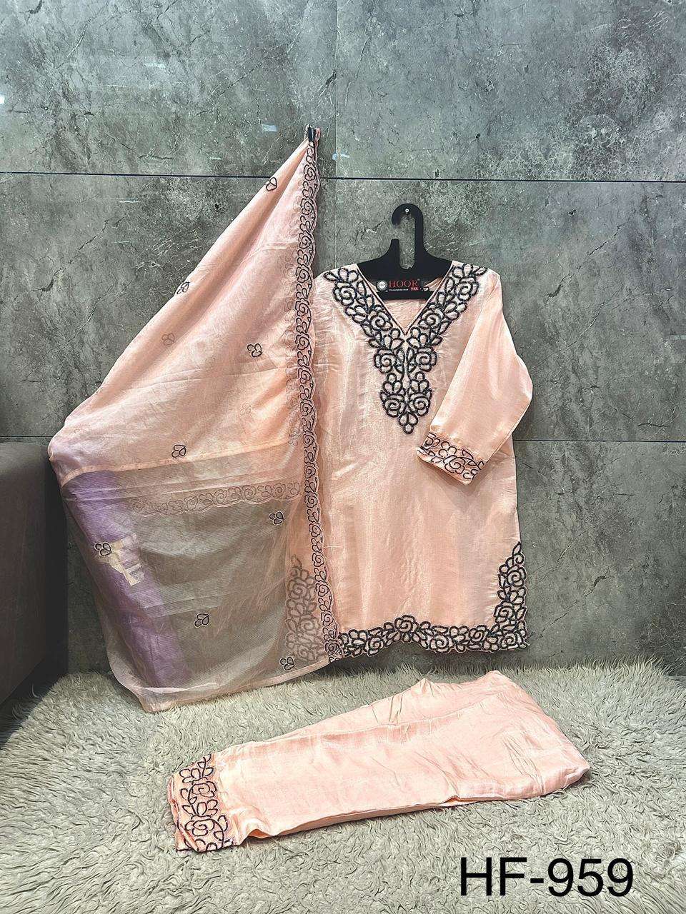 HOOR TEX HF 959 SILK WITH EMBROIDERED DESIGNER READY MADE PAKISTANI SUIT
