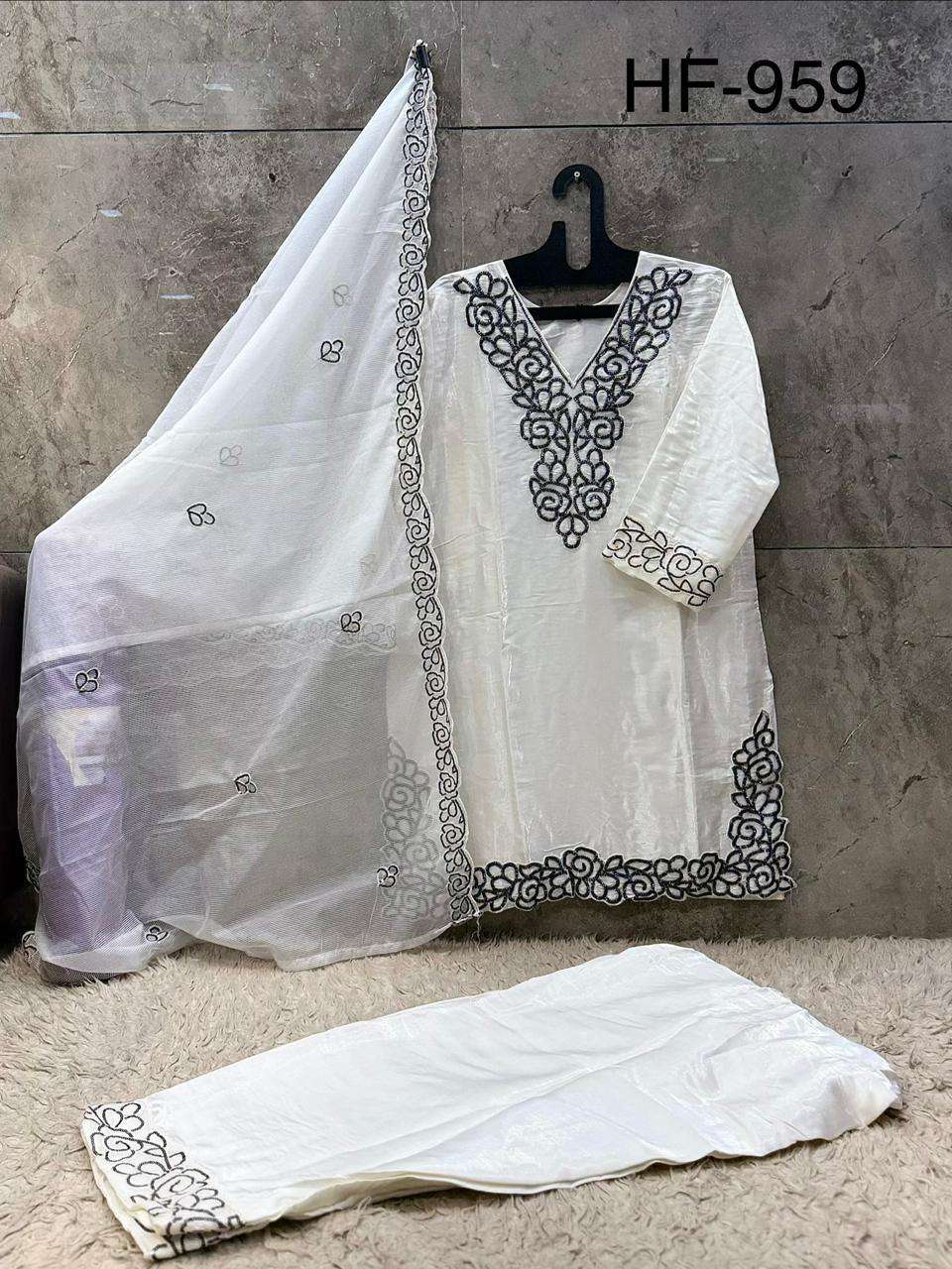 HOOR TEX HF 959 SILK WITH EMBROIDERED DESIGNER READY MADE PAKISTANI SUIT