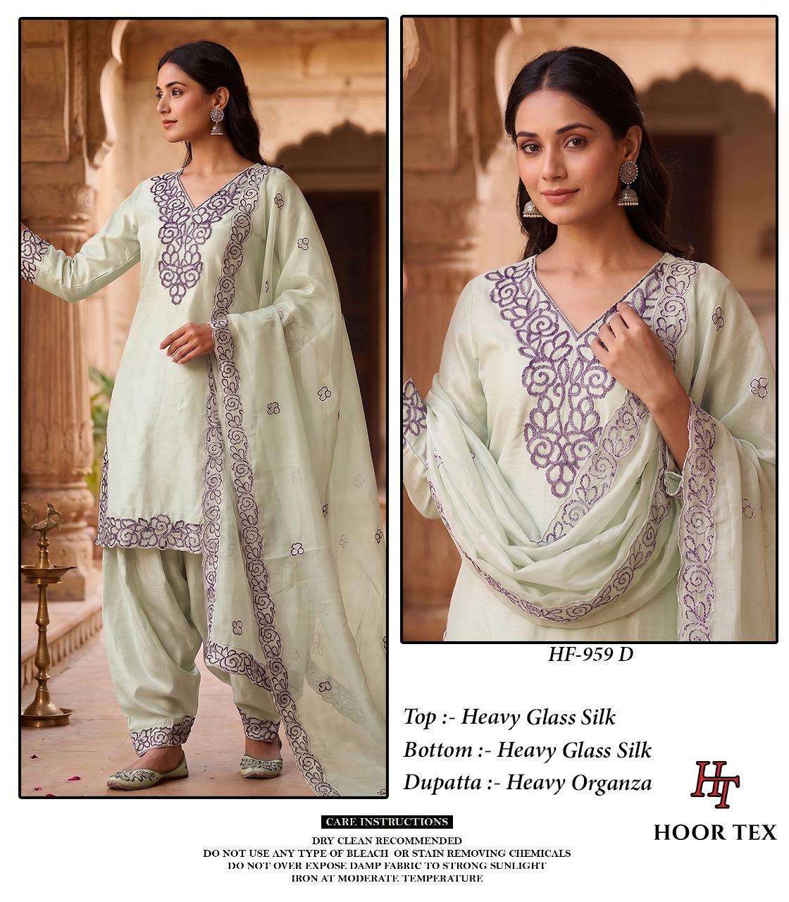 HOOR TEX HF 959 SILK WITH EMBROIDERED DESIGNER READY MADE PAKISTANI SUIT