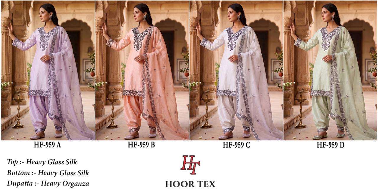 HOOR TEX HF 959 SILK WITH EMBROIDERED DESIGNER READY MADE PAKISTANI SUIT