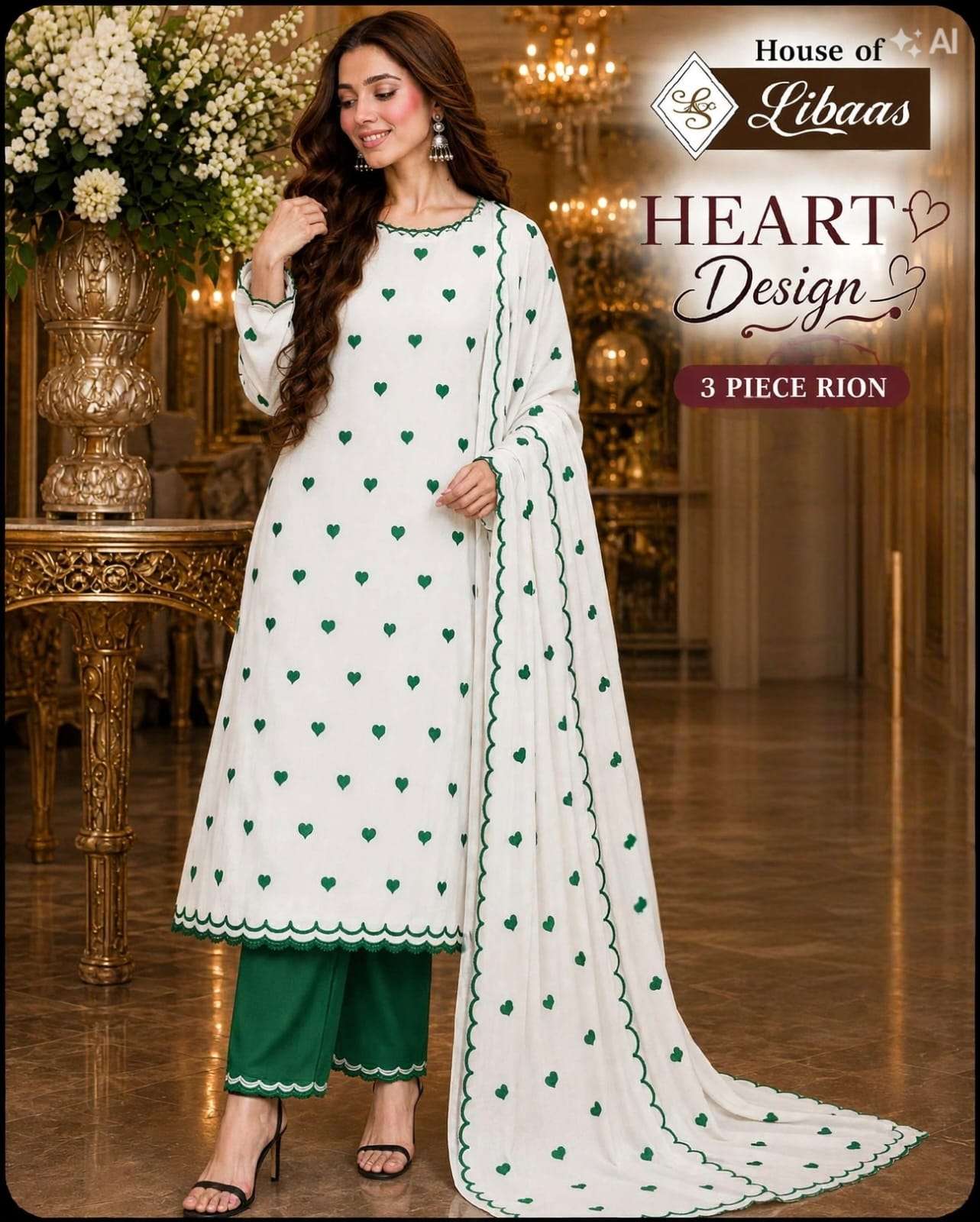 HOUSE OF LIBAS HEART DESIGN COLLECTION RAYON FANCY PRINTS SALWAR SUIT