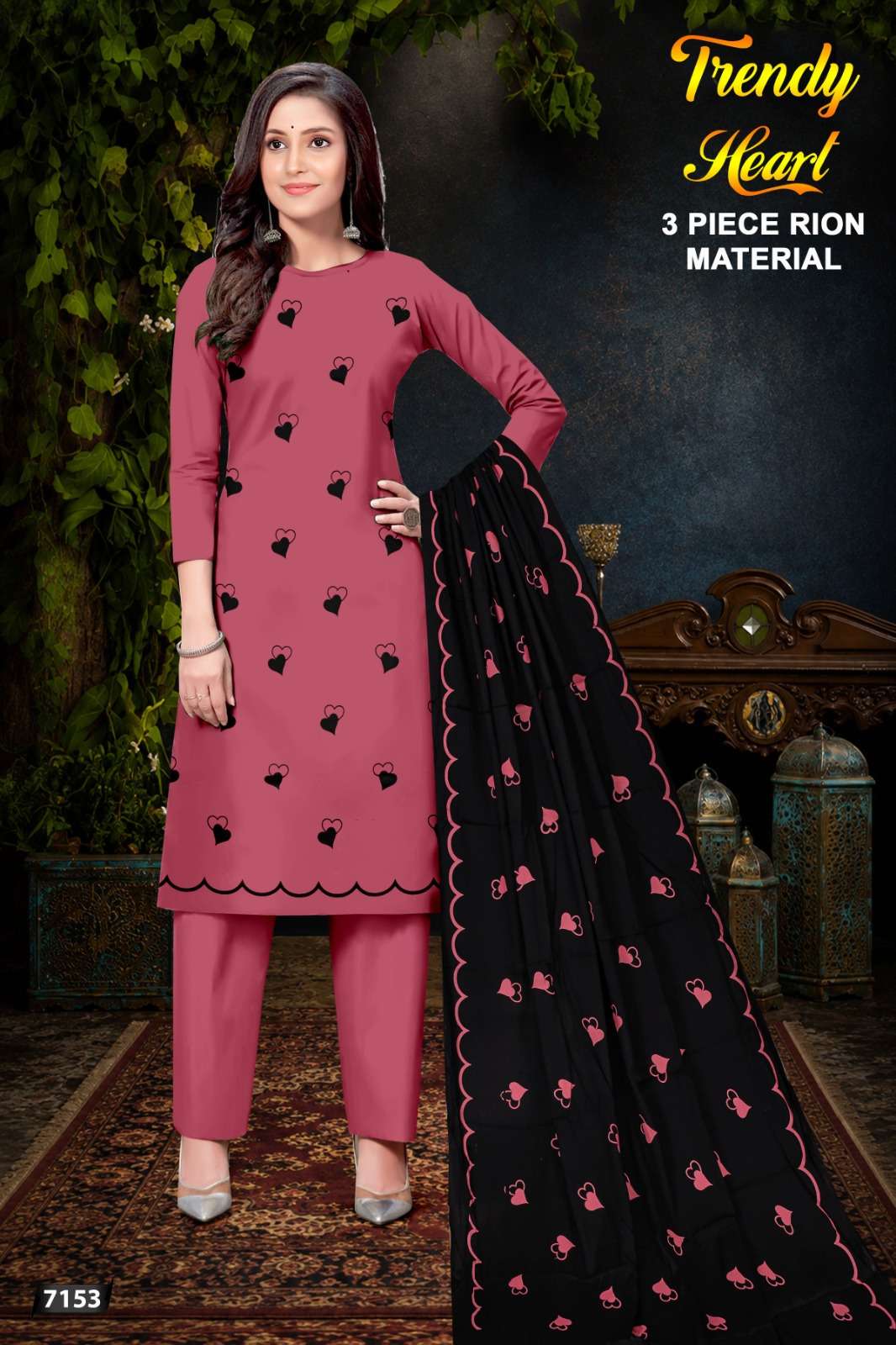 HOUSE OF LIBAS TRENDY HEART RAYON FANCY PRINT LADIES SALWAR SUIT