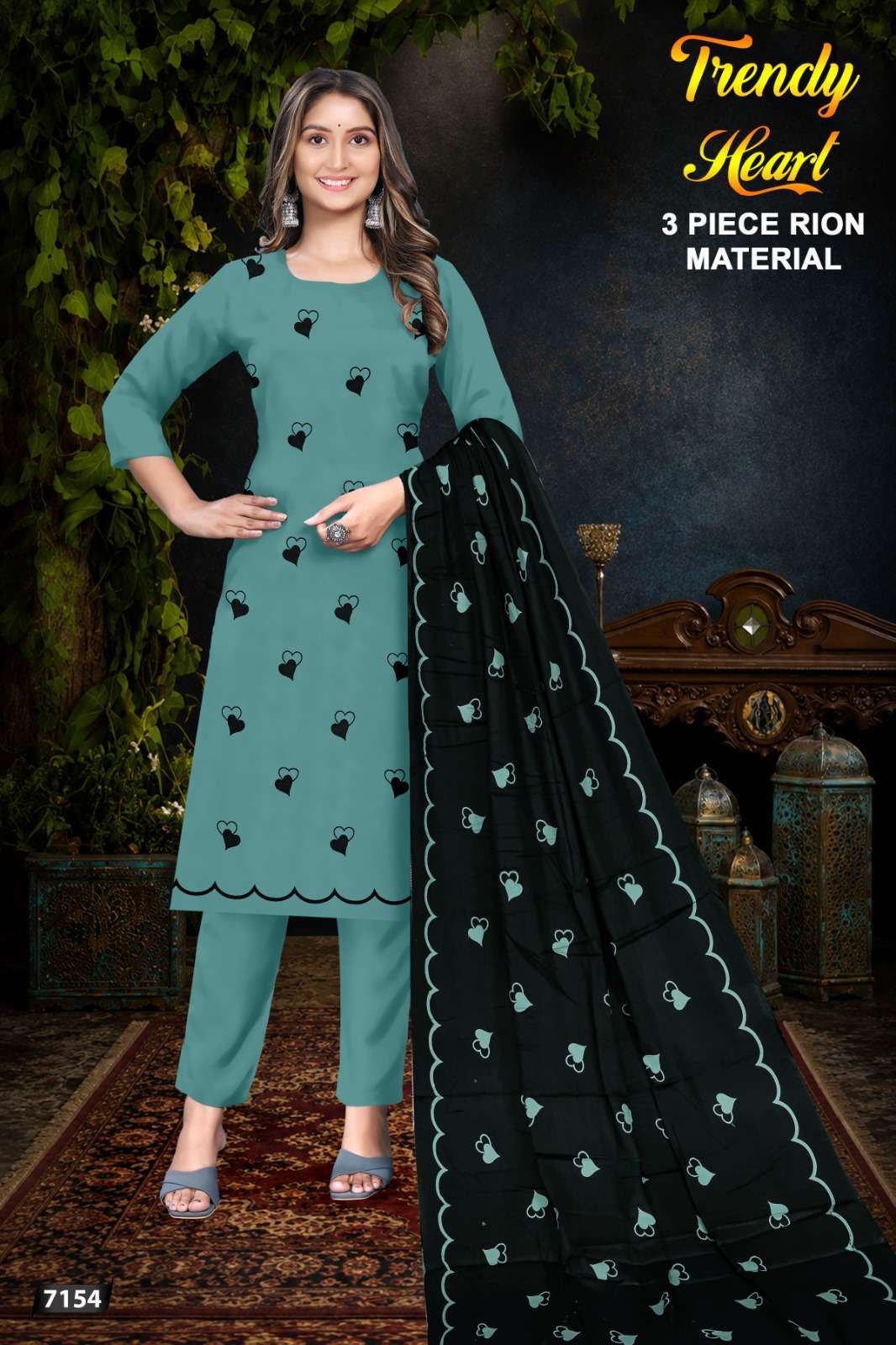 HOUSE OF LIBAS TRENDY HEART RAYON FANCY PRINT LADIES SALWAR SUIT