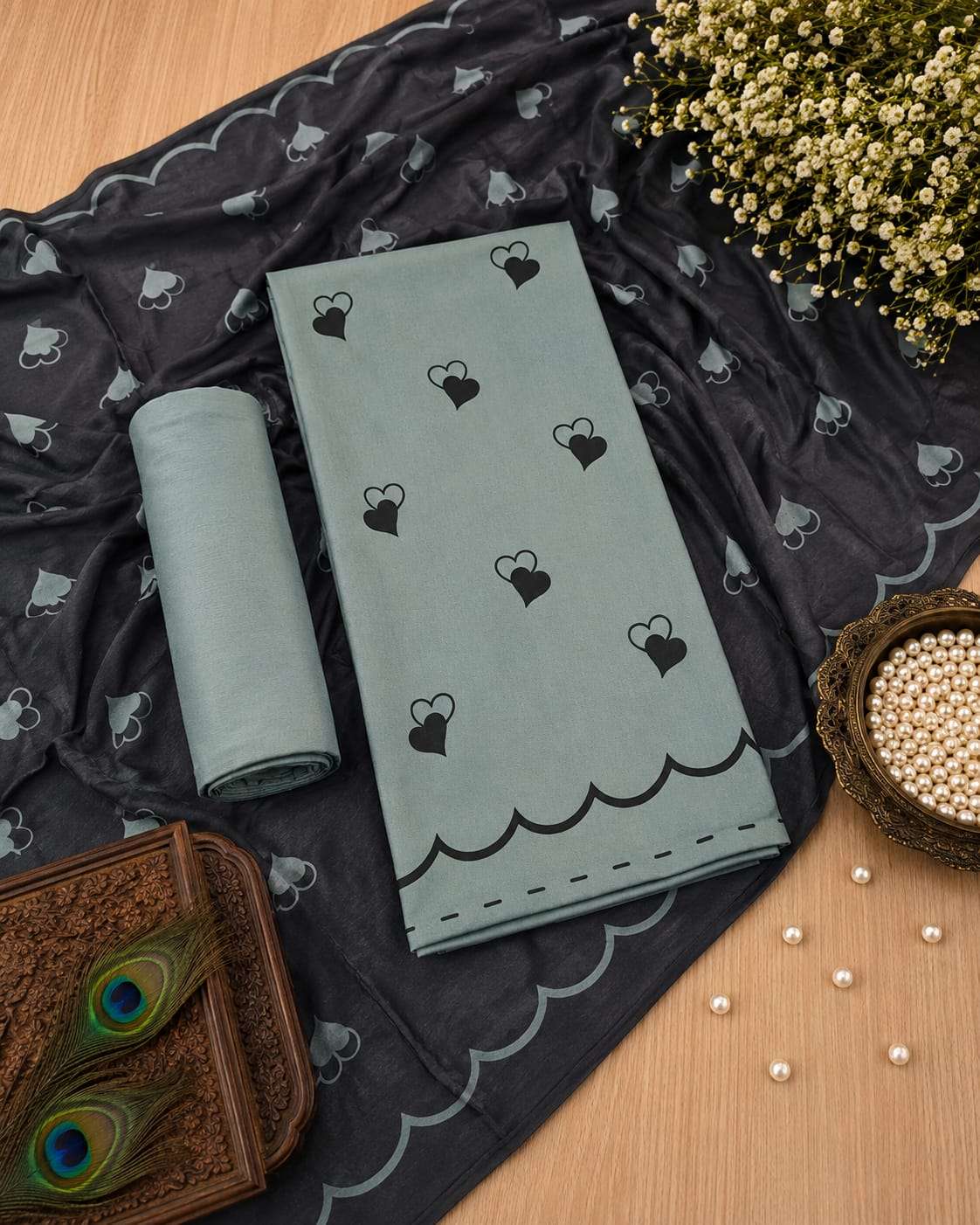 HOUSE OF LIBAS TRENDY HEART RAYON FANCY PRINT LADIES SALWAR SUIT