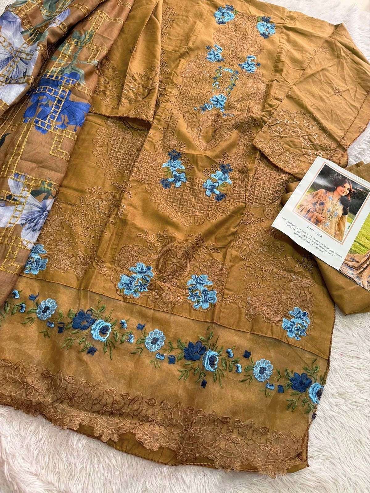 IMROZIA STUDIO D NO 505 COTTON WITH EMBROIDERY DESIGNER WORK SUIT