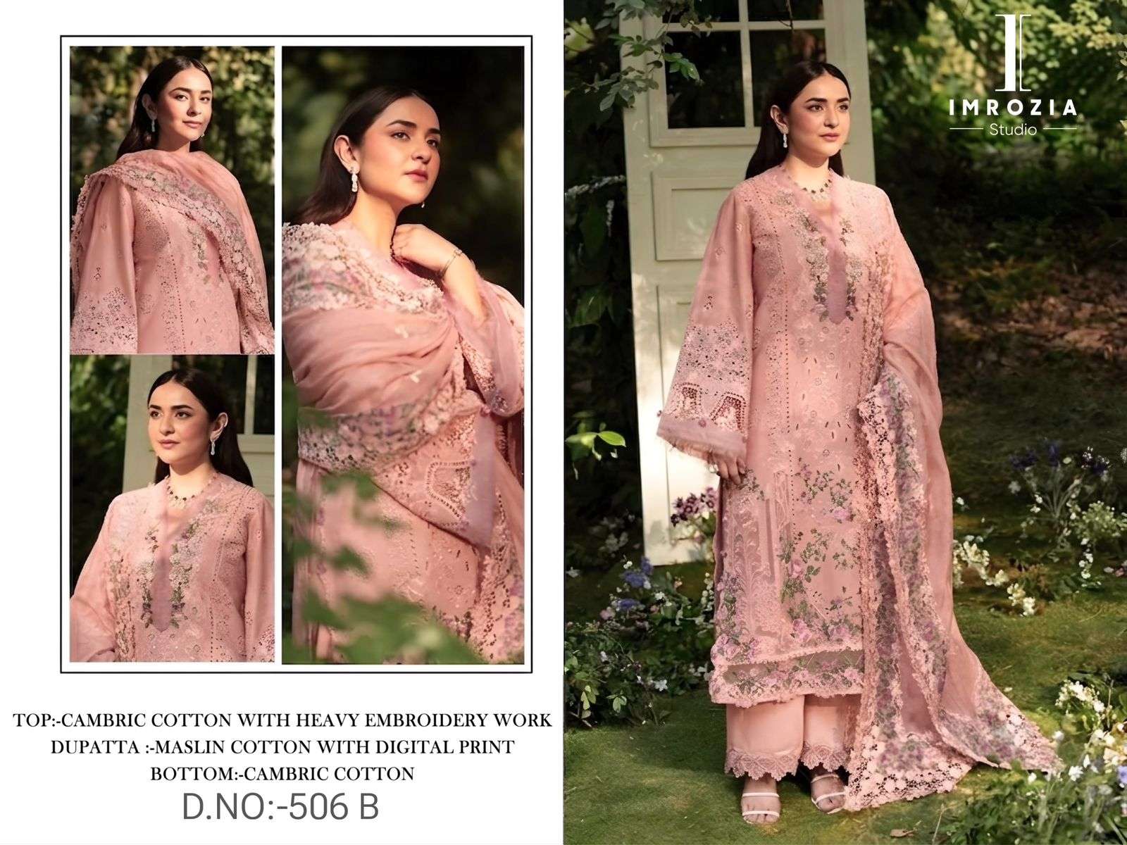 IMROZIA STUDIO D NO 506 COTTON WITH EMBROIDERY DESIGNER WORK SUIT