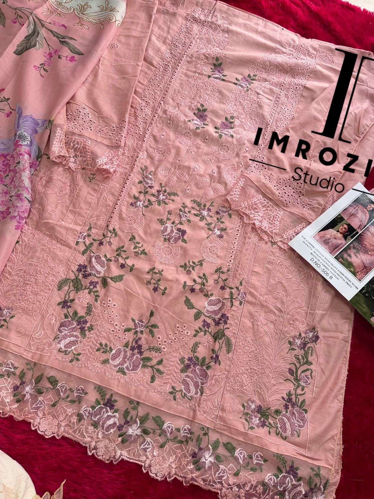 IMROZIA STUDIO D NO 506 COTTON WITH EMBROIDERY DESIGNER WORK SUIT