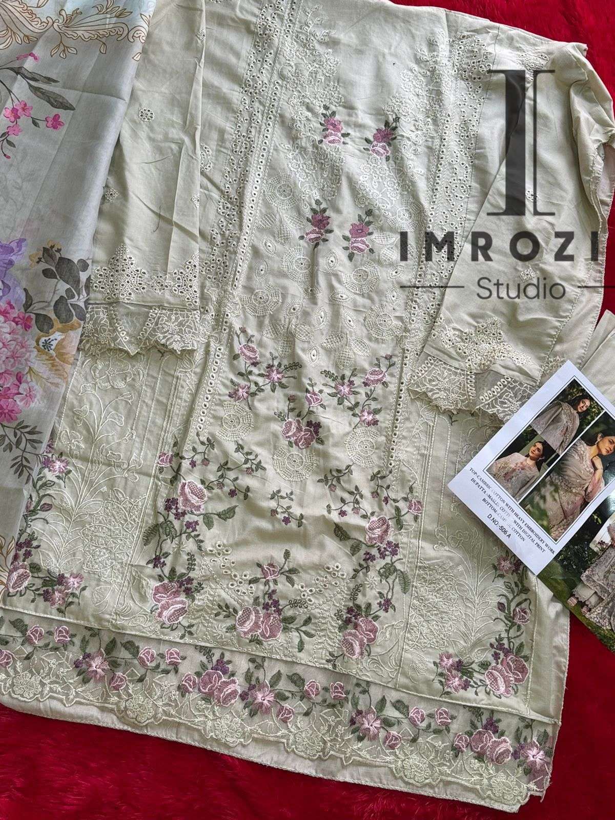 IMROZIA STUDIO D NO 506 COTTON WITH EMBROIDERY DESIGNER WORK SUIT