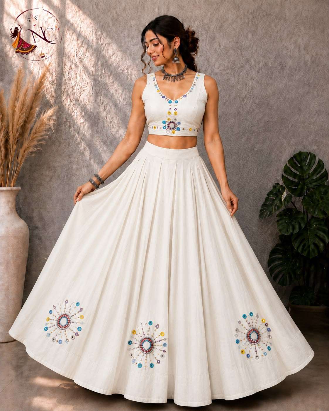 INLI KHELAIYA SILK HEAVY MIRROR WORK DESIGNER NAVRATRI WEAR LEHENGA CHOLI 