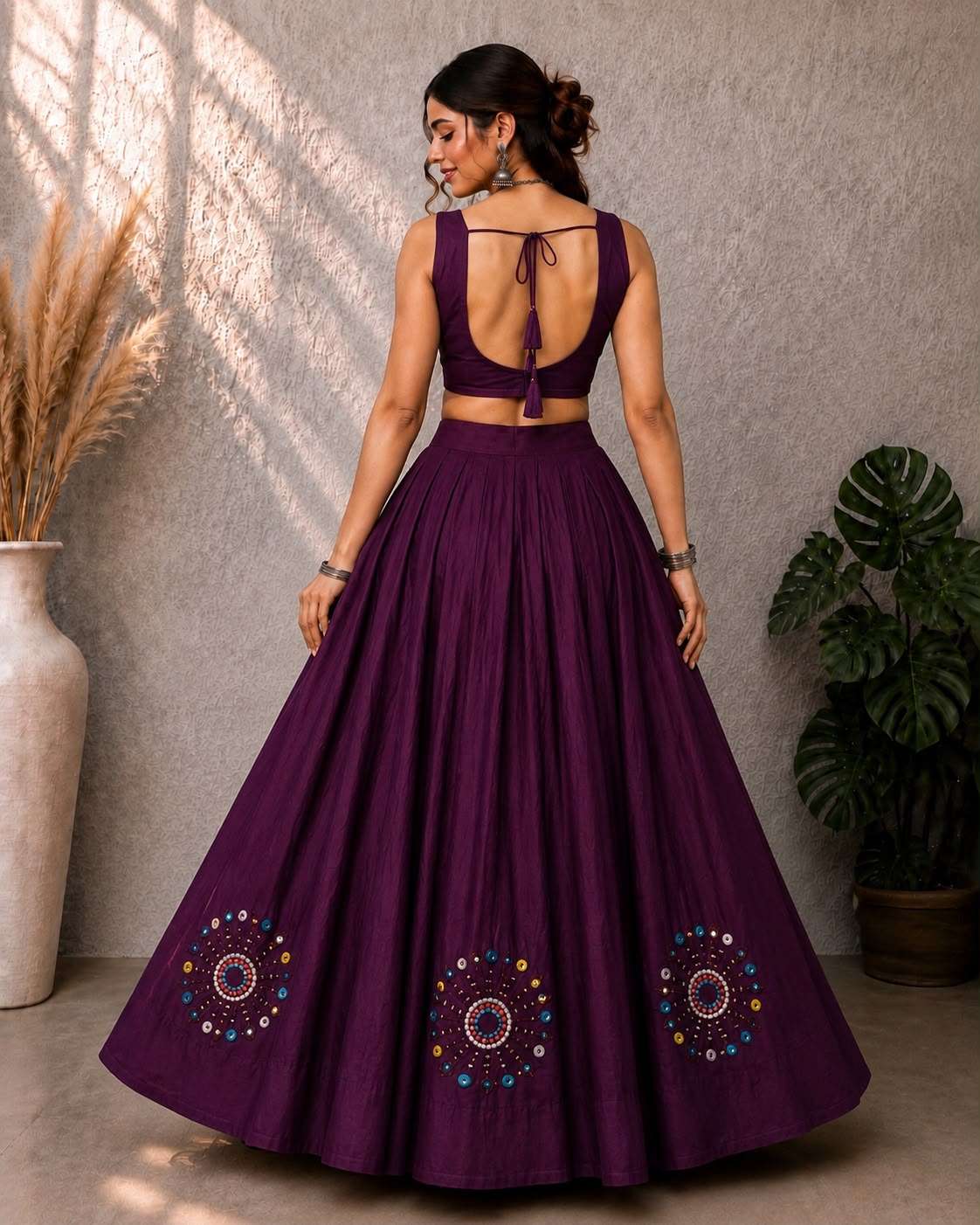 INLI KHELAIYA SILK HEAVY MIRROR WORK DESIGNER NAVRATRI WEAR LEHENGA CHOLI 