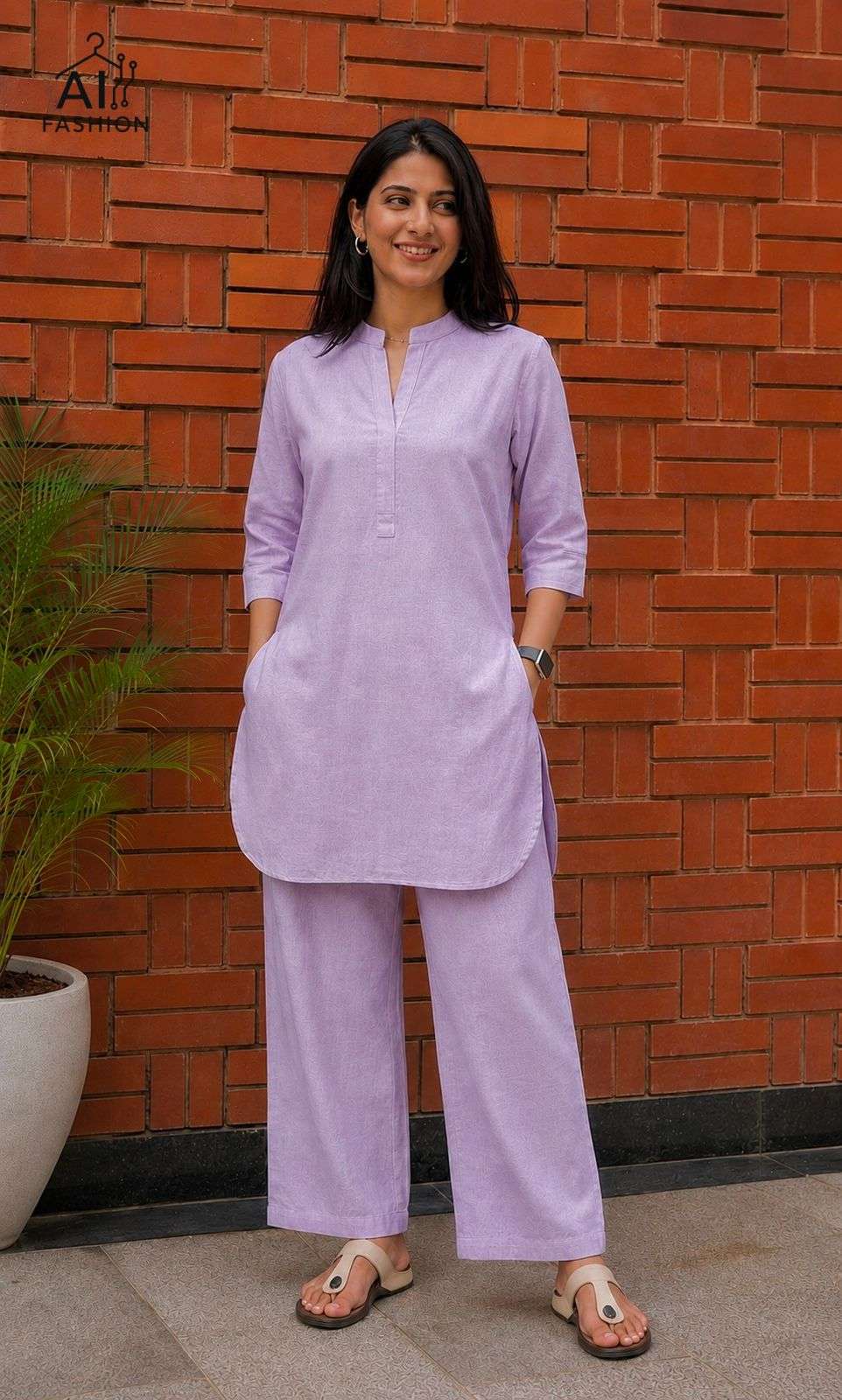 INLI TRENDY CO-ORD SET COTTON FANCY WEAR LADIES KURTI WITH BOTTOM PAIR 