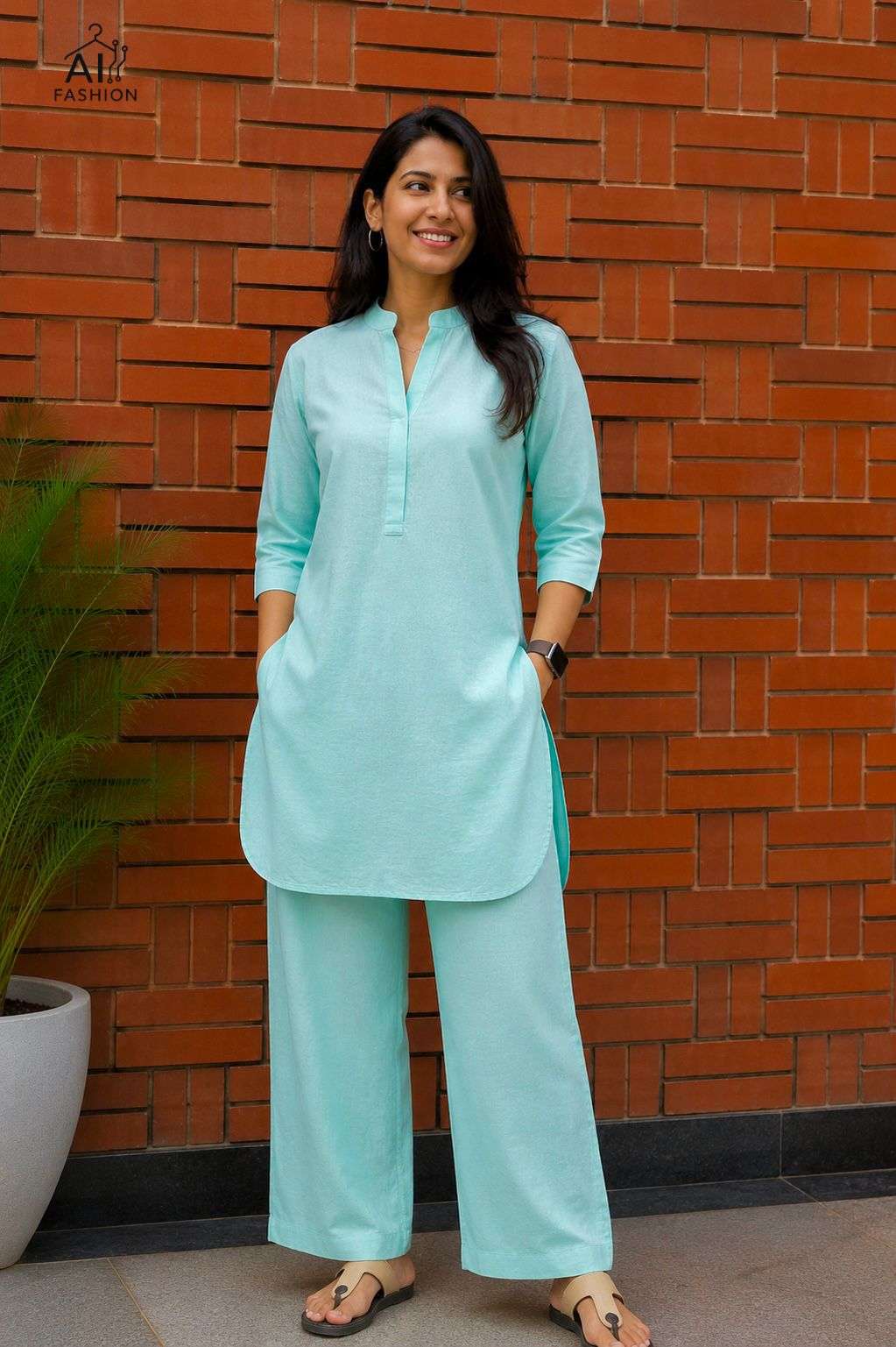 INLI TRENDY CO-ORD SET COTTON FANCY WEAR LADIES KURTI WITH BOTTOM PAIR 