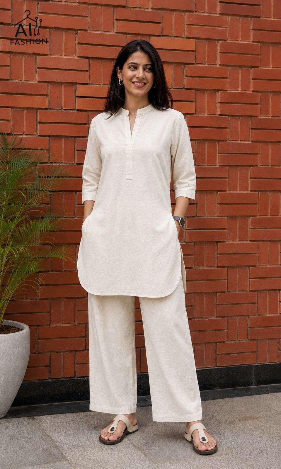INLI TRENDY CO-ORD SET COTTON FANCY WEAR LADIES KURTI WITH BOTTOM PAIR 