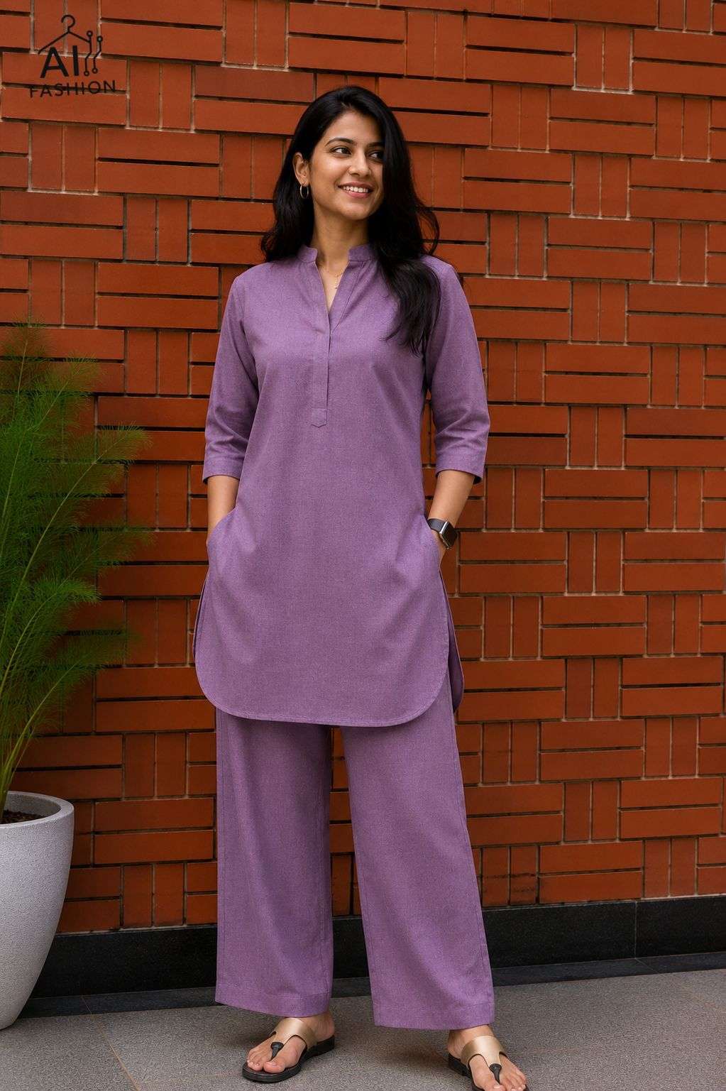 INLI TRENDY CO-ORD SET COTTON FANCY WEAR LADIES KURTI WITH BOTTOM PAIR 