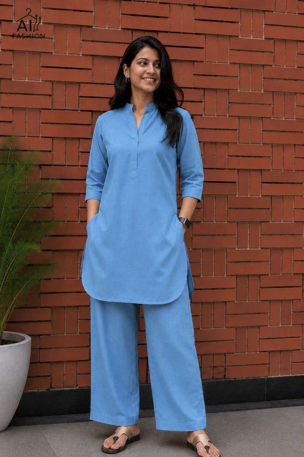 INLI TRENDY CO-ORD SET COTTON FANCY WEAR LADIES KURTI WITH BOTTOM PAIR 