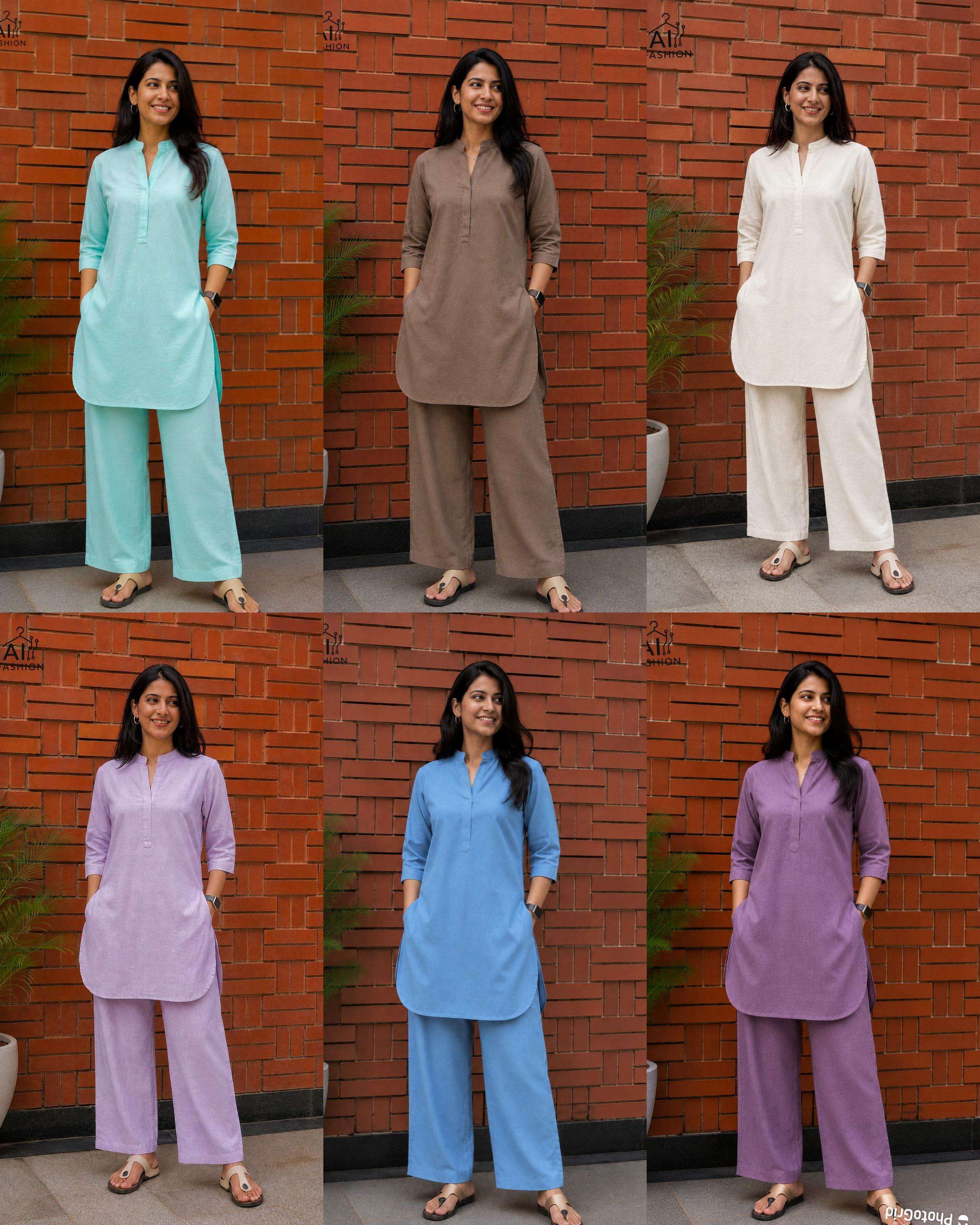 INLI TRENDY CO-ORD SET COTTON FANCY WEAR LADIES KURTI WITH BOTTOM PAIR 