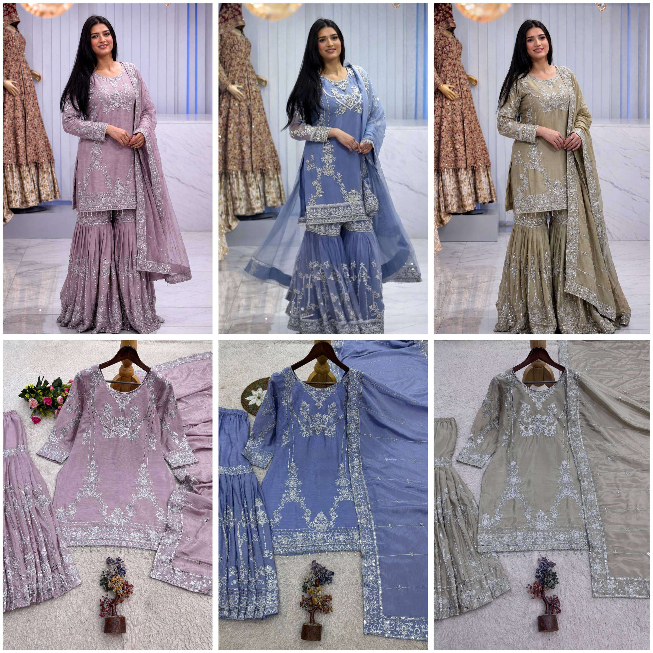 JD 641 FANCY KURTI WITH SHARARA AND BEAUTIFUL DUPATTA SET 