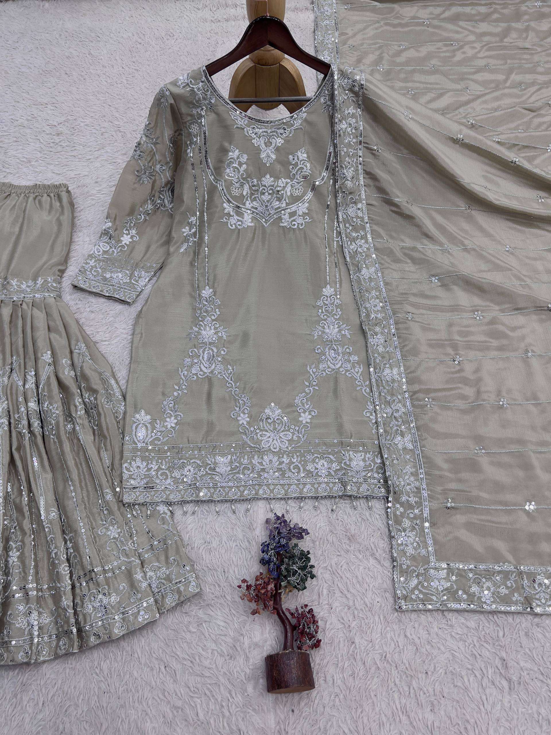 JD 641 FANCY KURTI WITH SHARARA AND BEAUTIFUL DUPATTA SET 