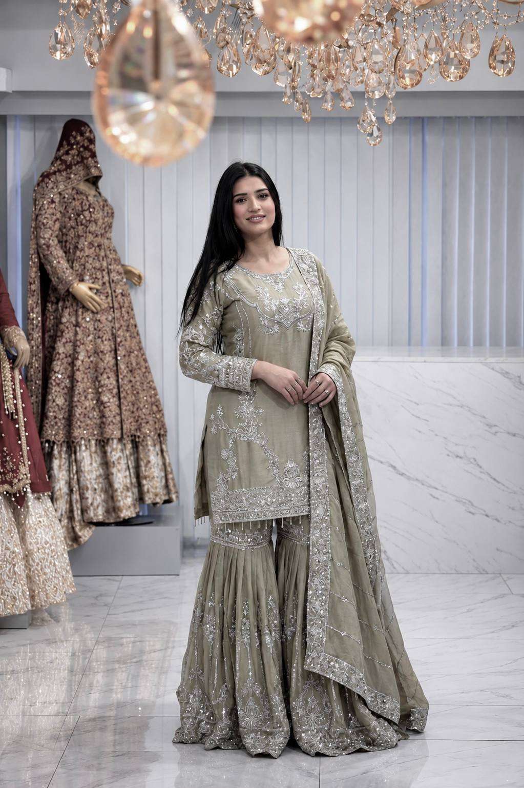 JD 641 FANCY KURTI WITH SHARARA AND BEAUTIFUL DUPATTA SET 
