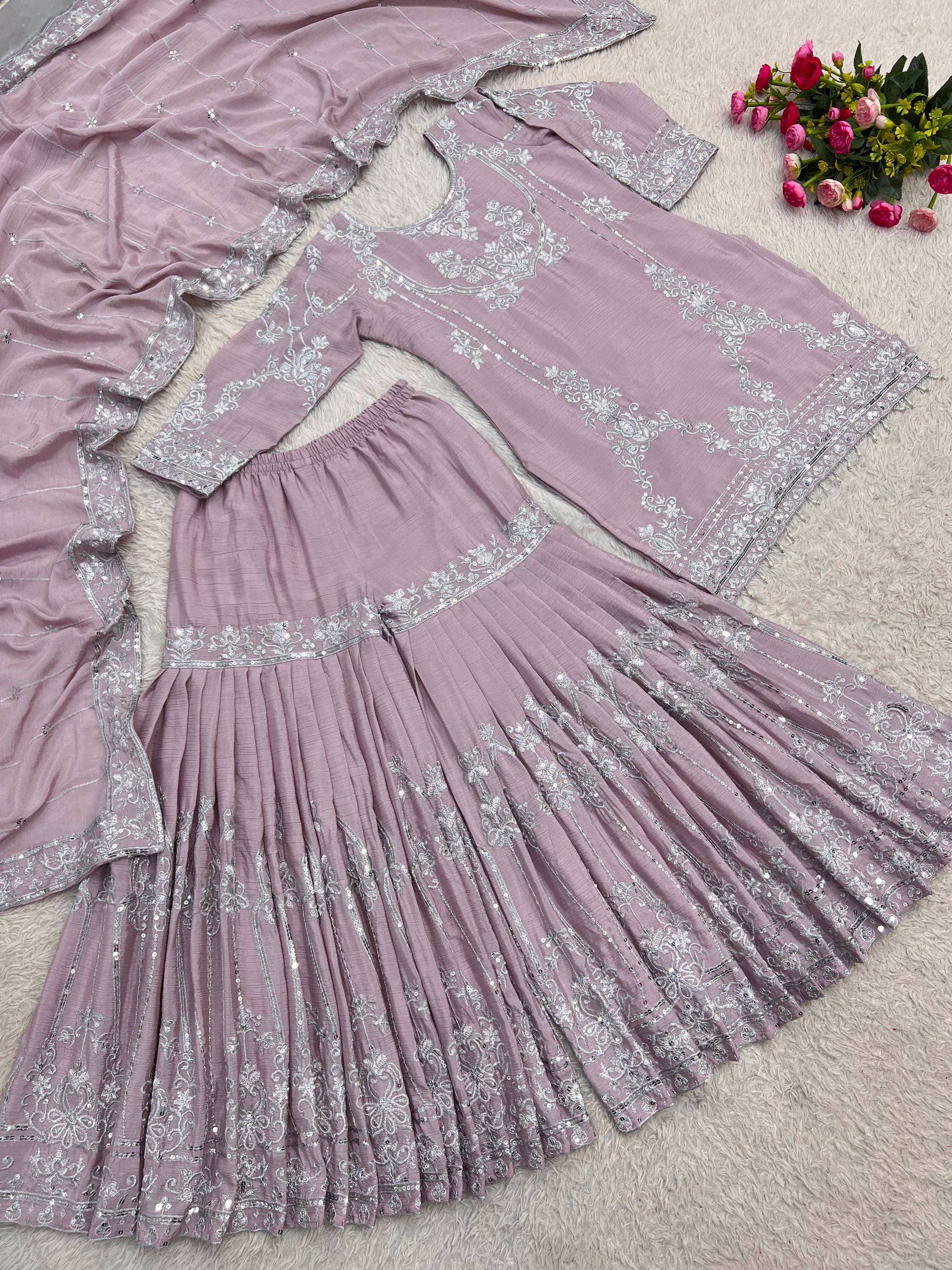JD 641 FANCY KURTI WITH SHARARA AND BEAUTIFUL DUPATTA SET 