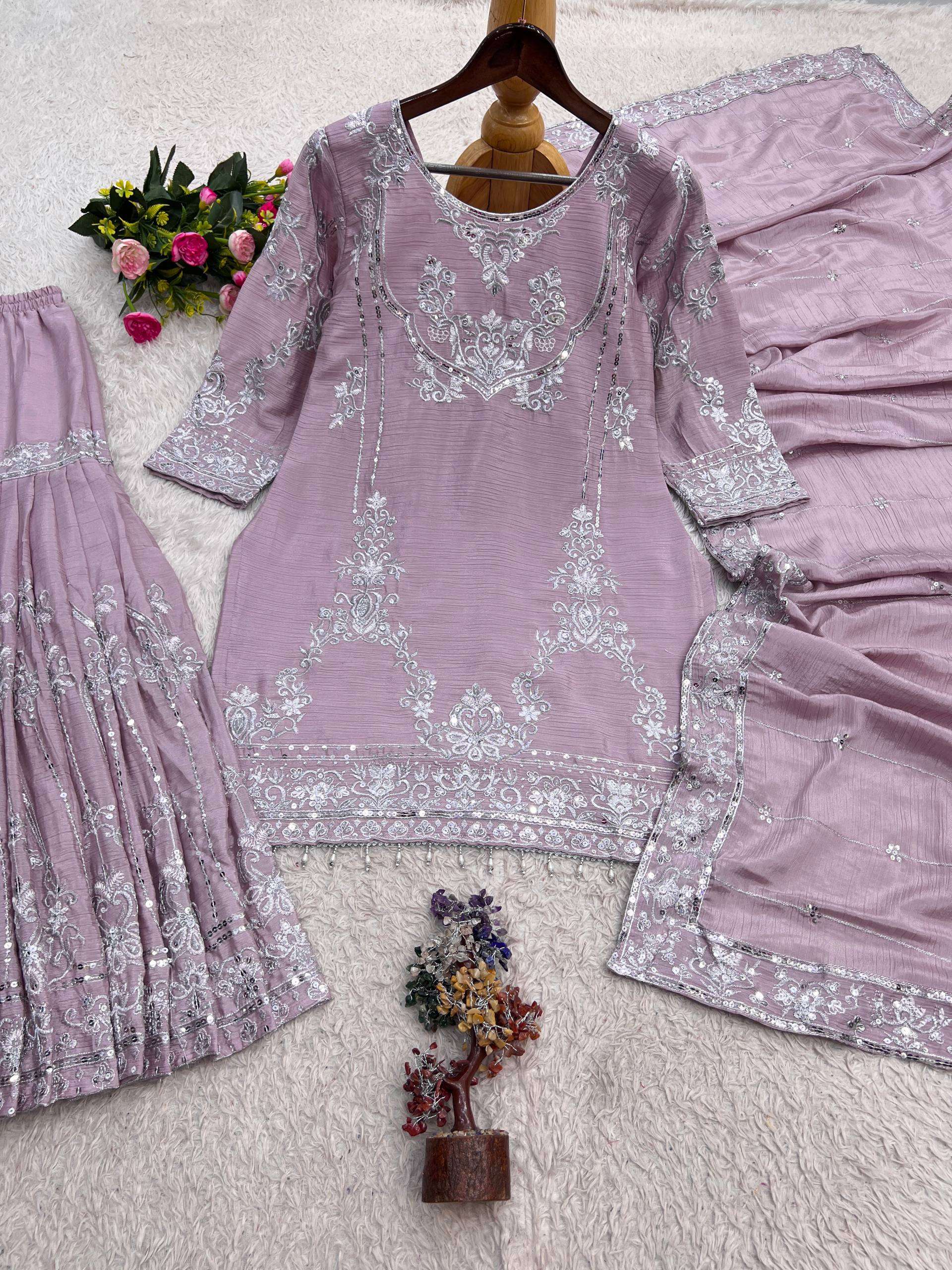 JD 641 FANCY KURTI WITH SHARARA AND BEAUTIFUL DUPATTA SET 