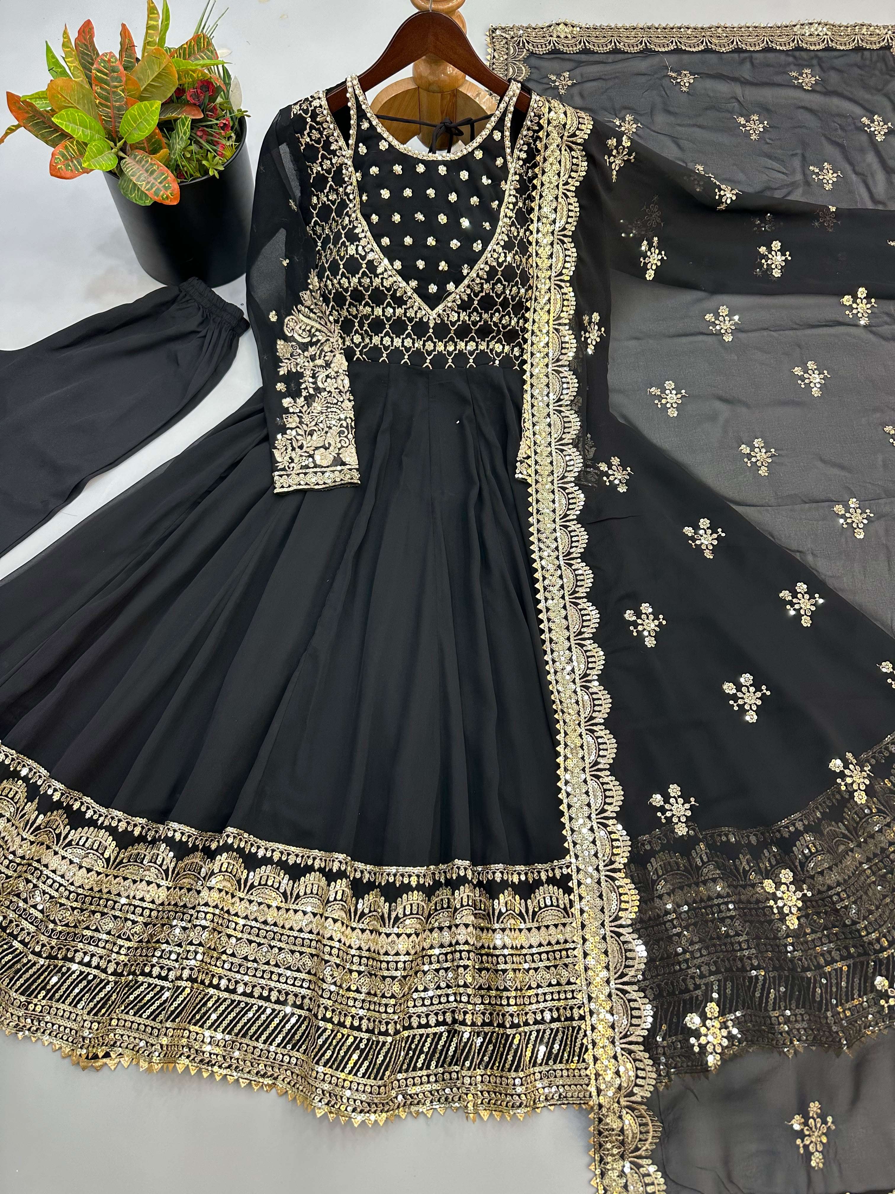 JF 049 GEORGETTE HEAVY BEAUTIFUL PARTY WEAR GOWN BOTTOM AND DUPATTA 