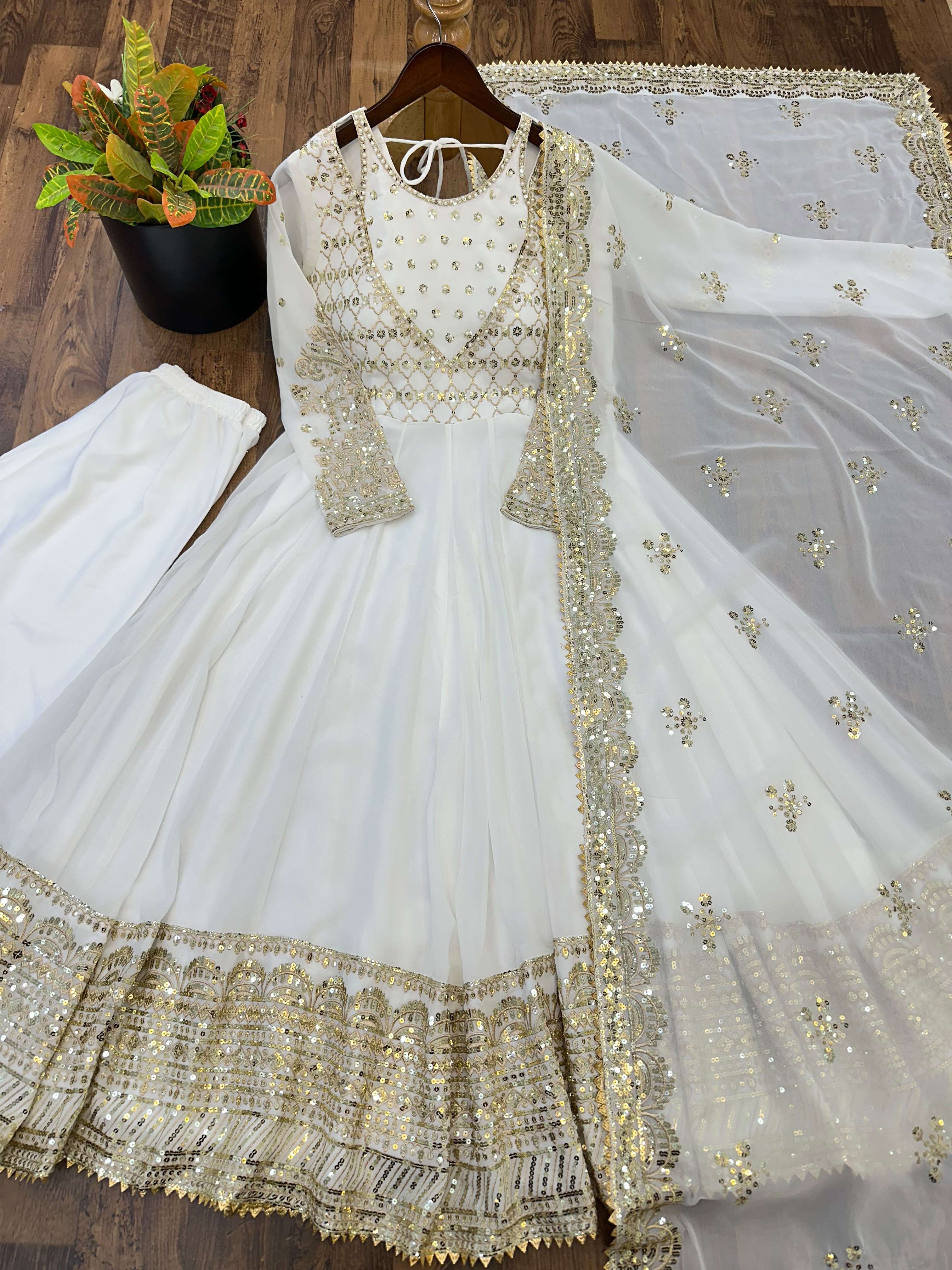 JF 049 GEORGETTE HEAVY BEAUTIFUL PARTY WEAR GOWN BOTTOM AND DUPATTA 