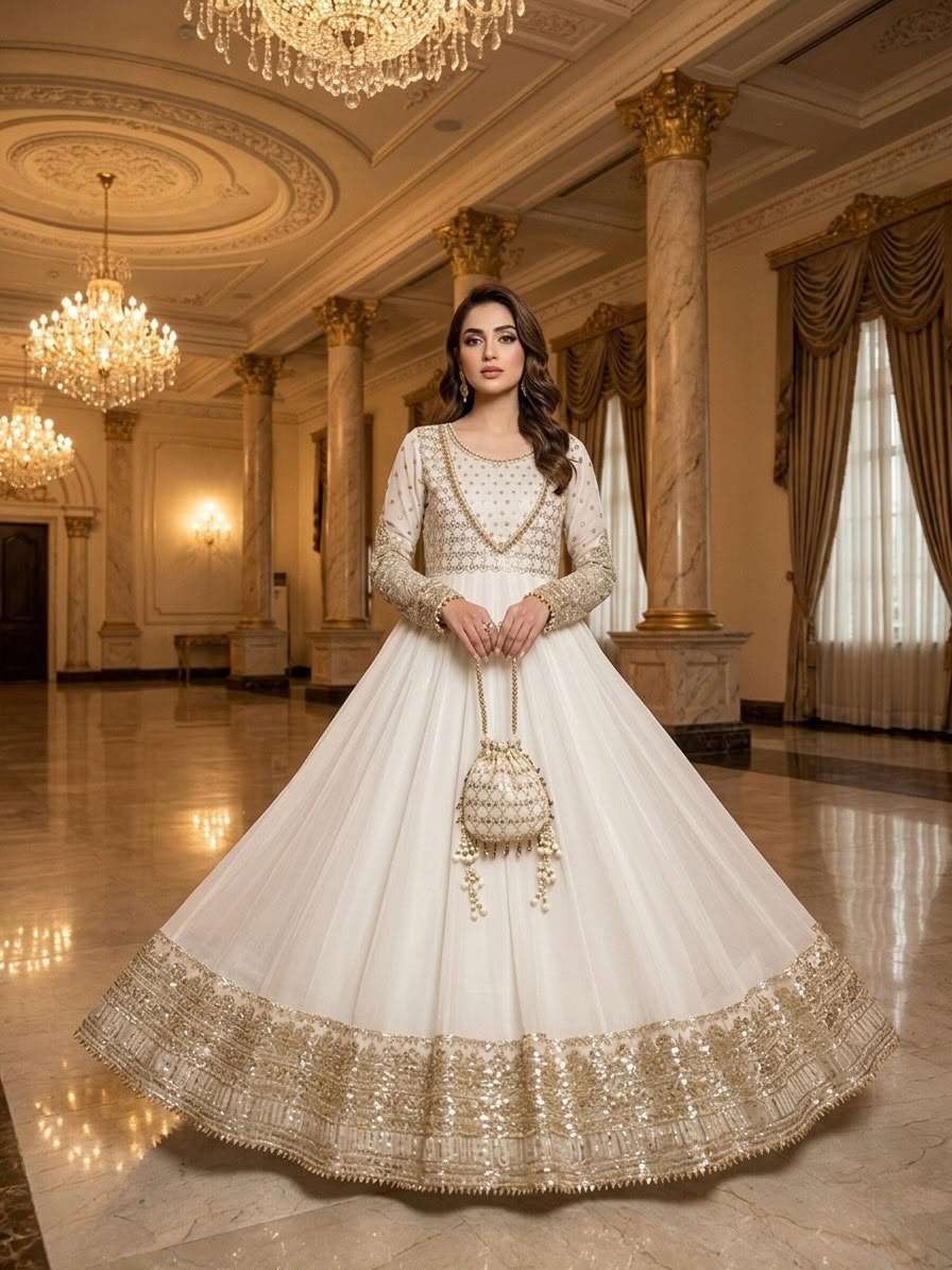 JF 049 GEORGETTE HEAVY BEAUTIFUL PARTY WEAR GOWN BOTTOM AND DUPATTA 