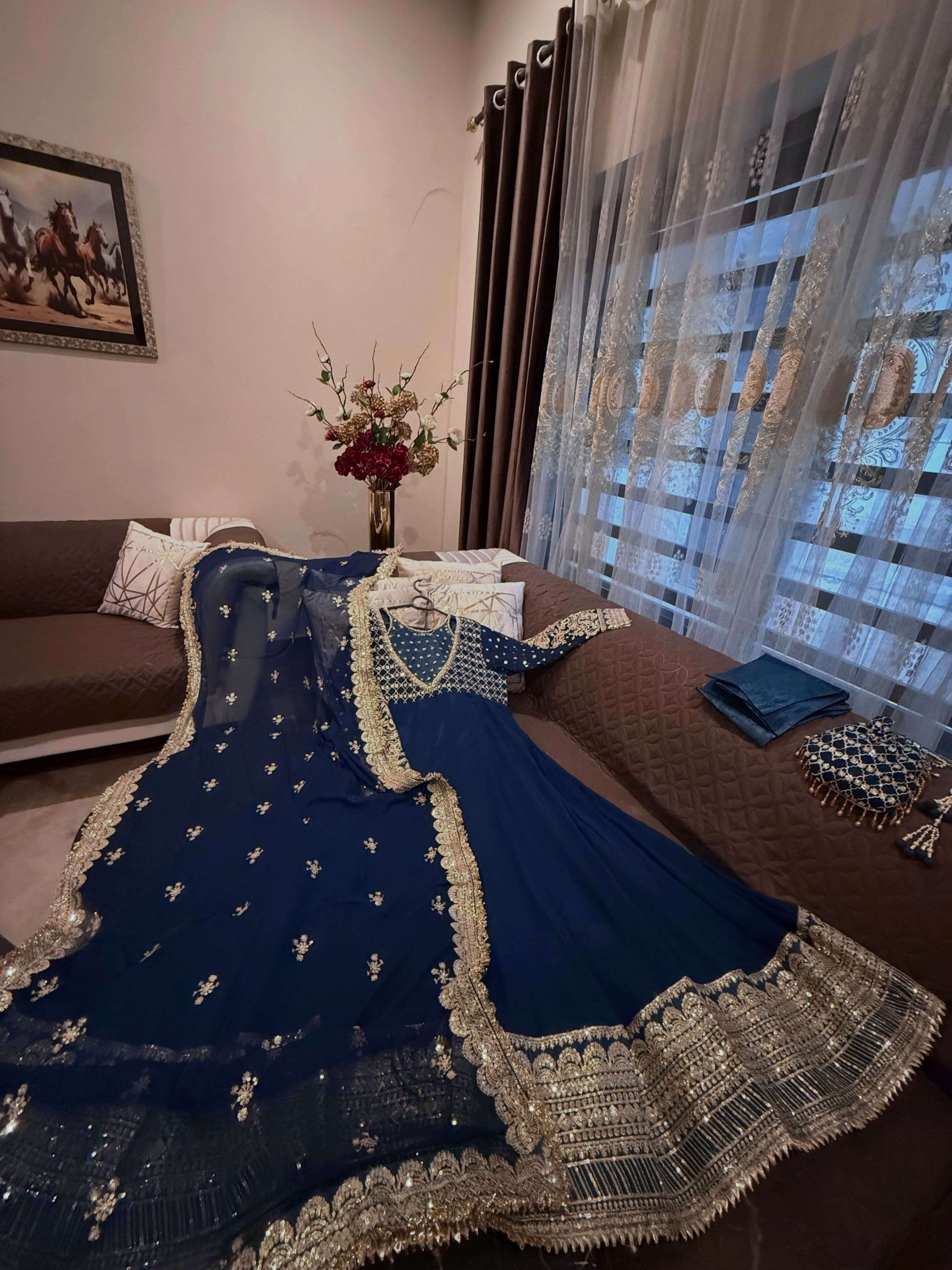 JF 049 GEORGETTE HEAVY BEAUTIFUL PARTY WEAR GOWN BOTTOM AND DUPATTA 