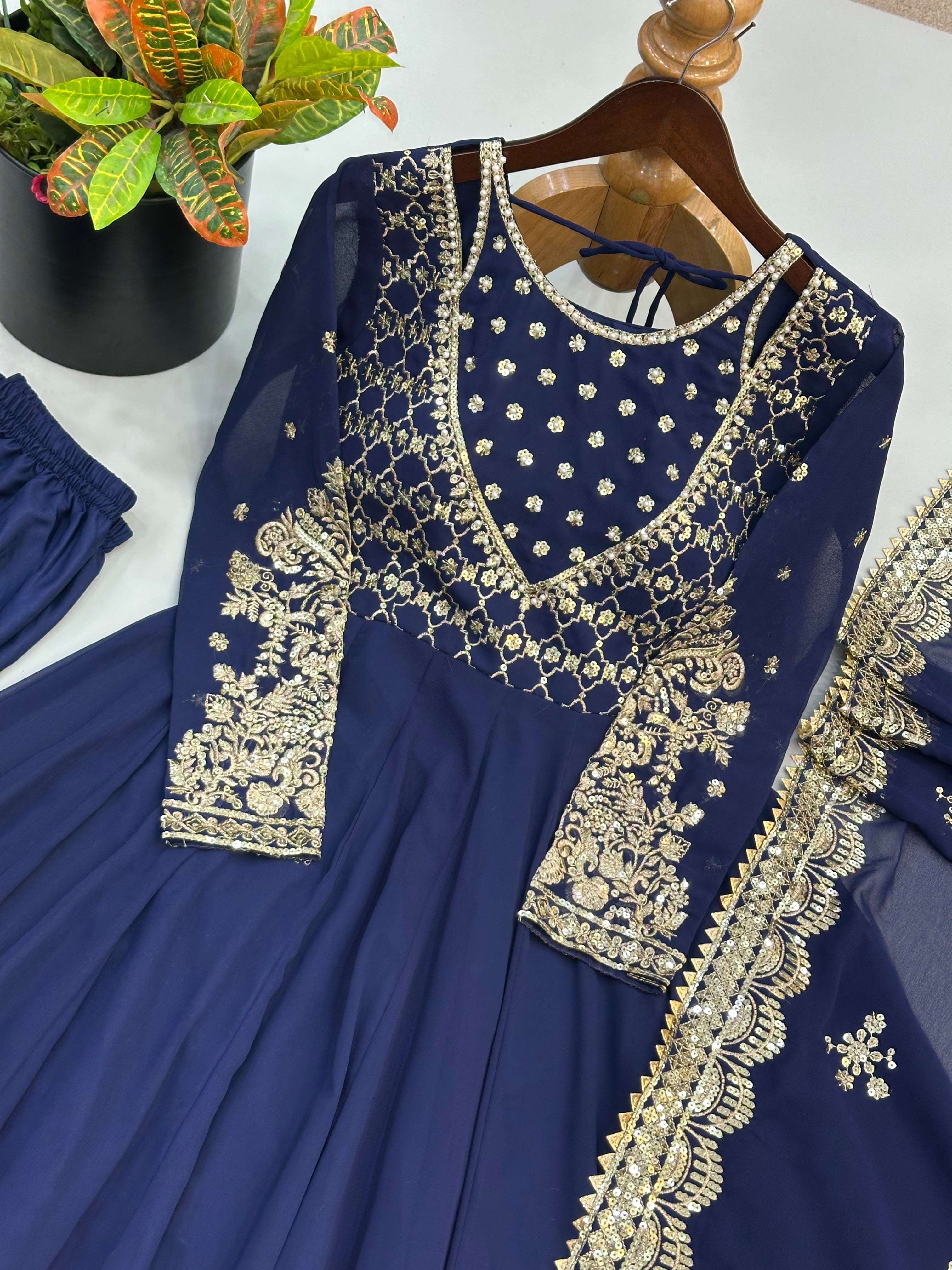 JF 049 GEORGETTE HEAVY BEAUTIFUL PARTY WEAR GOWN BOTTOM AND DUPATTA 